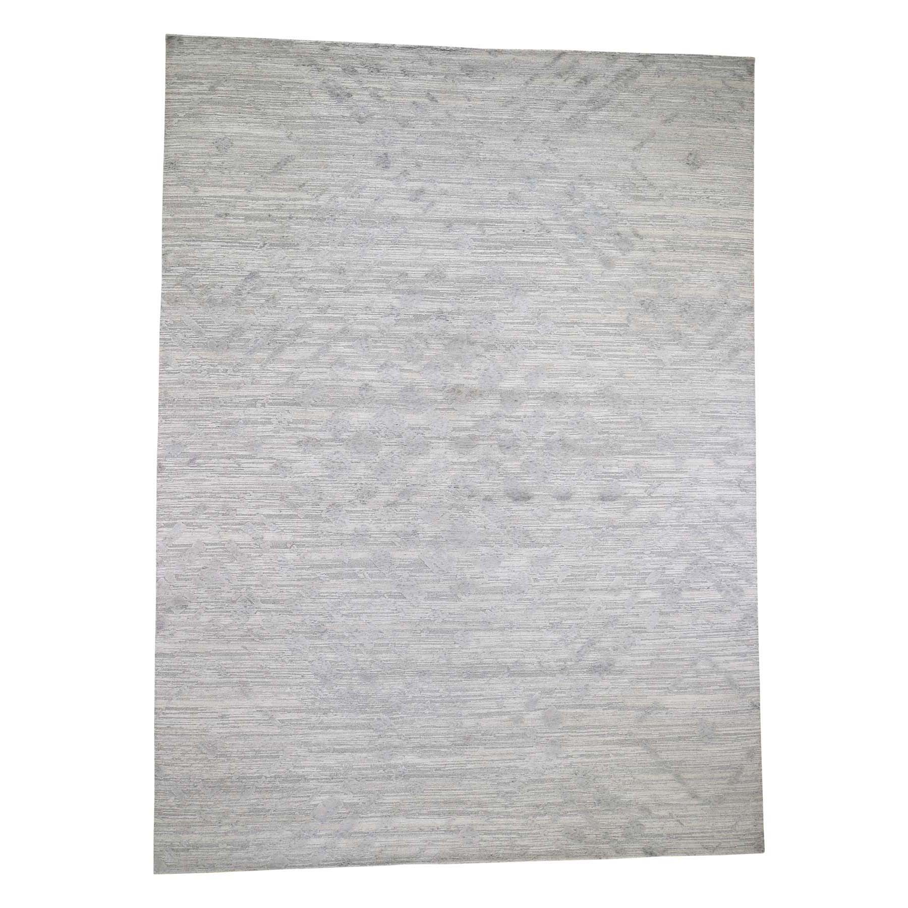 10'3"X14' Silver Hand Spun Undyed Natural Wool Modern Hand-Knotted Oriental Rug moade679