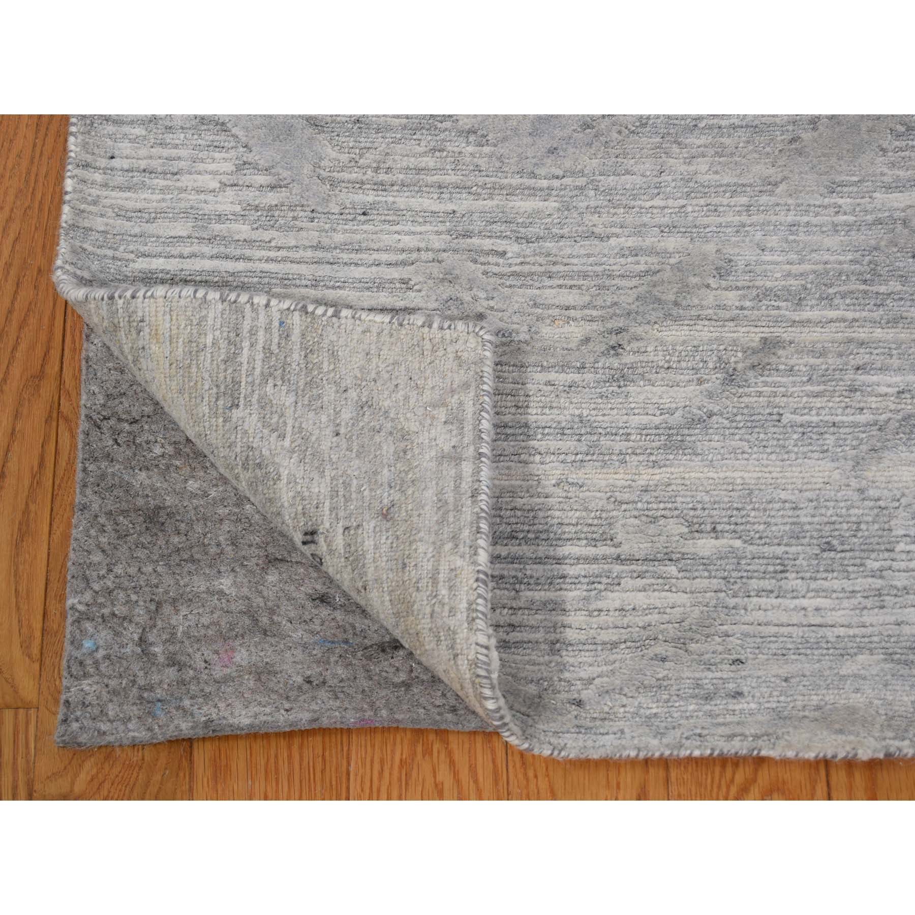 10-3 x14- Silver Hand Spun Undyed Natural Wool Modern Hand-Knotted Oriental Rug 