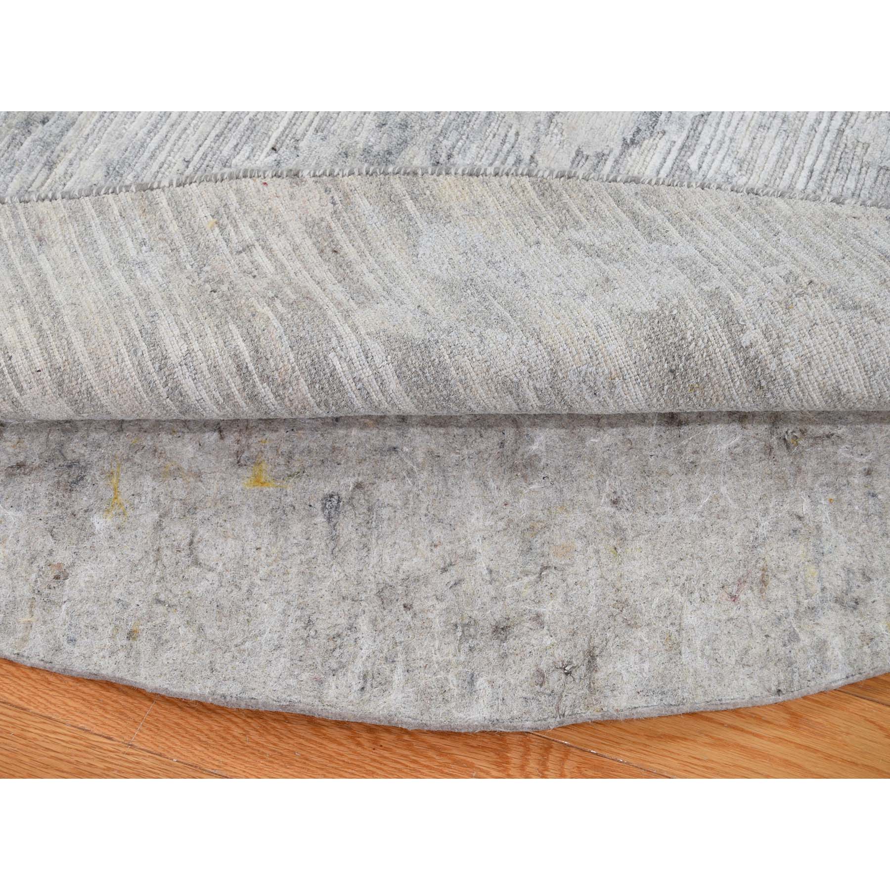8-1 x8-1  Silver Round Hand Spun Undyed Natural Wool Modern Hand-Knotted Oriental Rug 