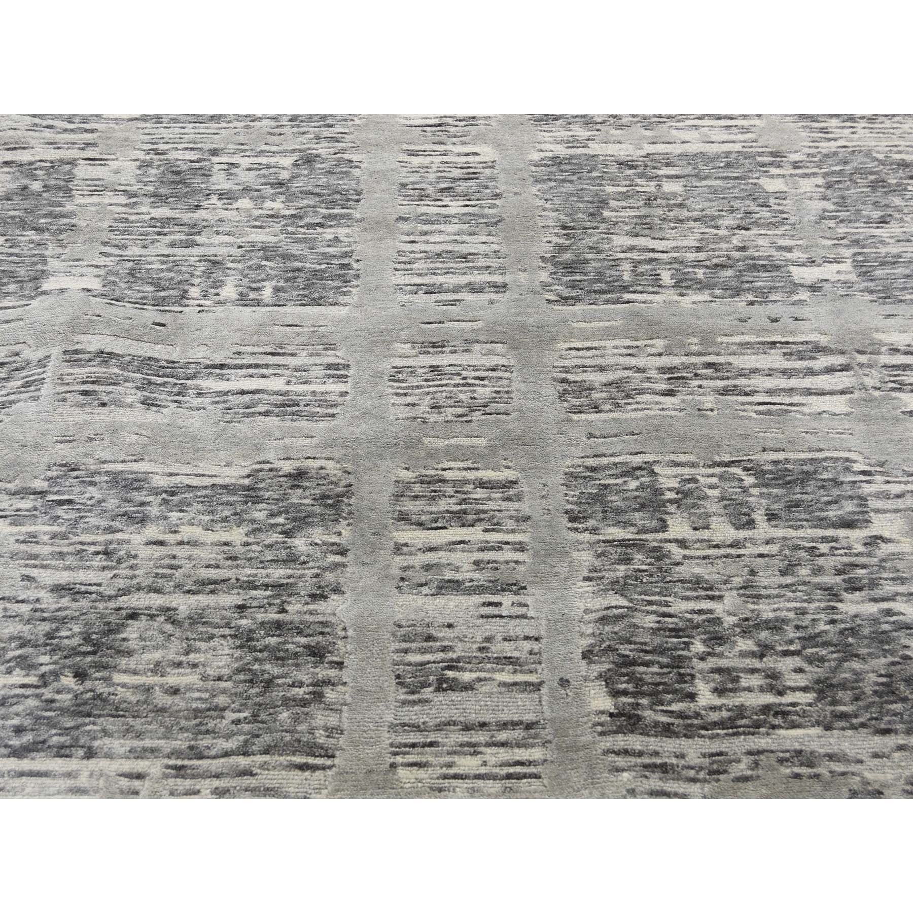 14-x14- Square Gray Hand Spun Undyed Natural Wool Modern Oriental Hand-Knotted Rug 