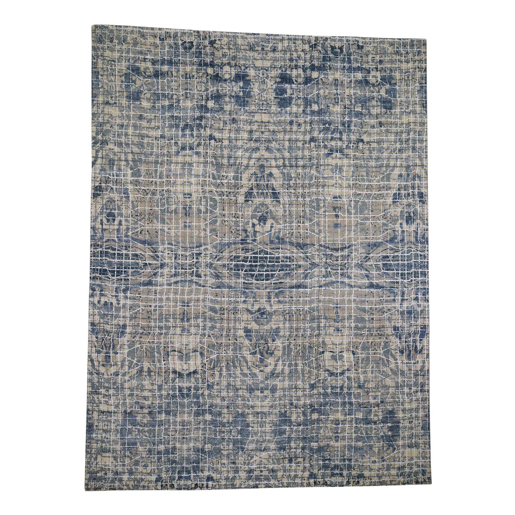 9-1 x12-2  THE GRAPH DESIGN Silk With Oxidized Wool Hand-Knotted Oriental Rug 