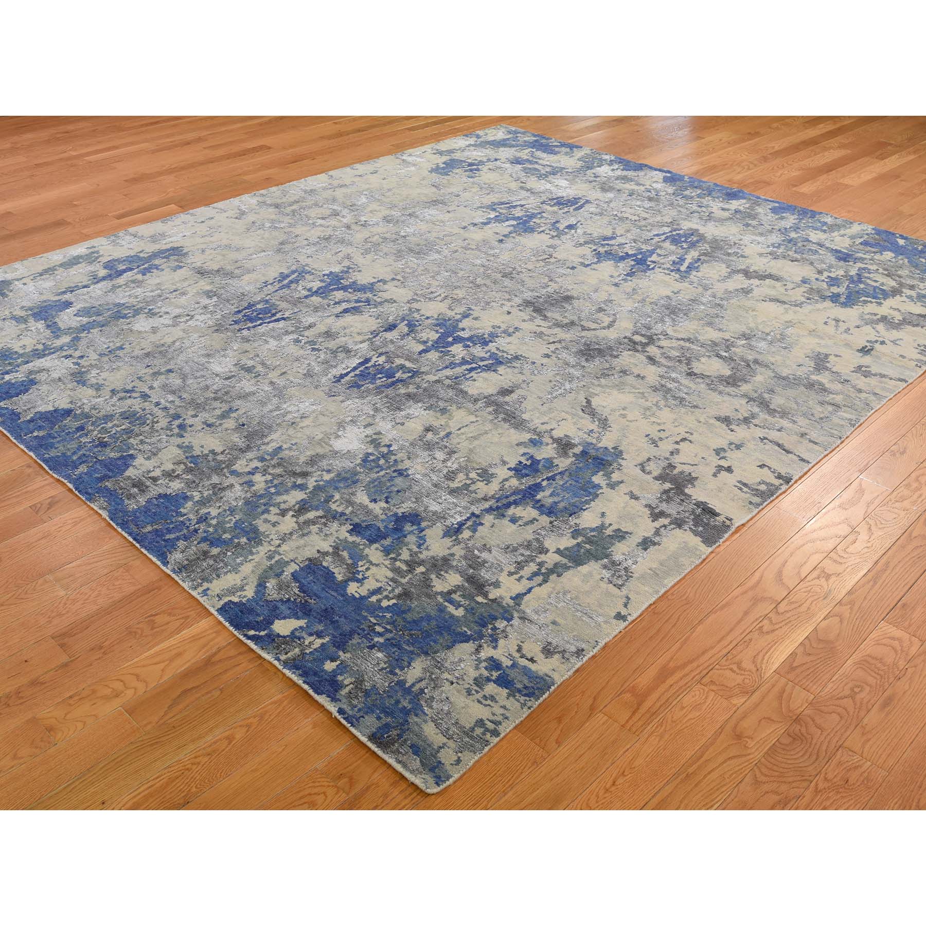8-3 x9-8  Abstract Design Wool And Silk Hand-Knotted Modern Rug 