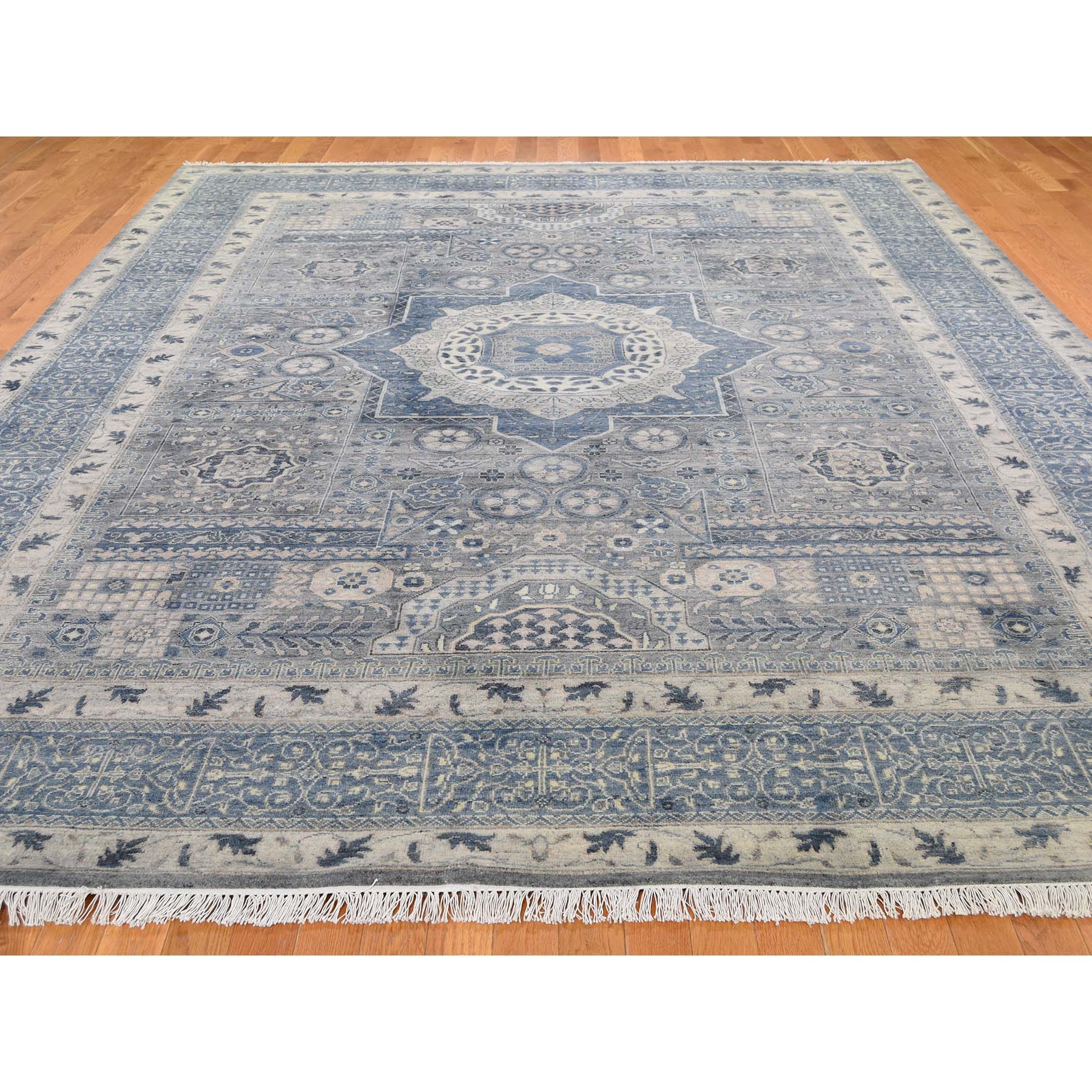9-2 x12-2  Blue Pure Wool Mamluk Design Hand-Knotted Oriental Rug 