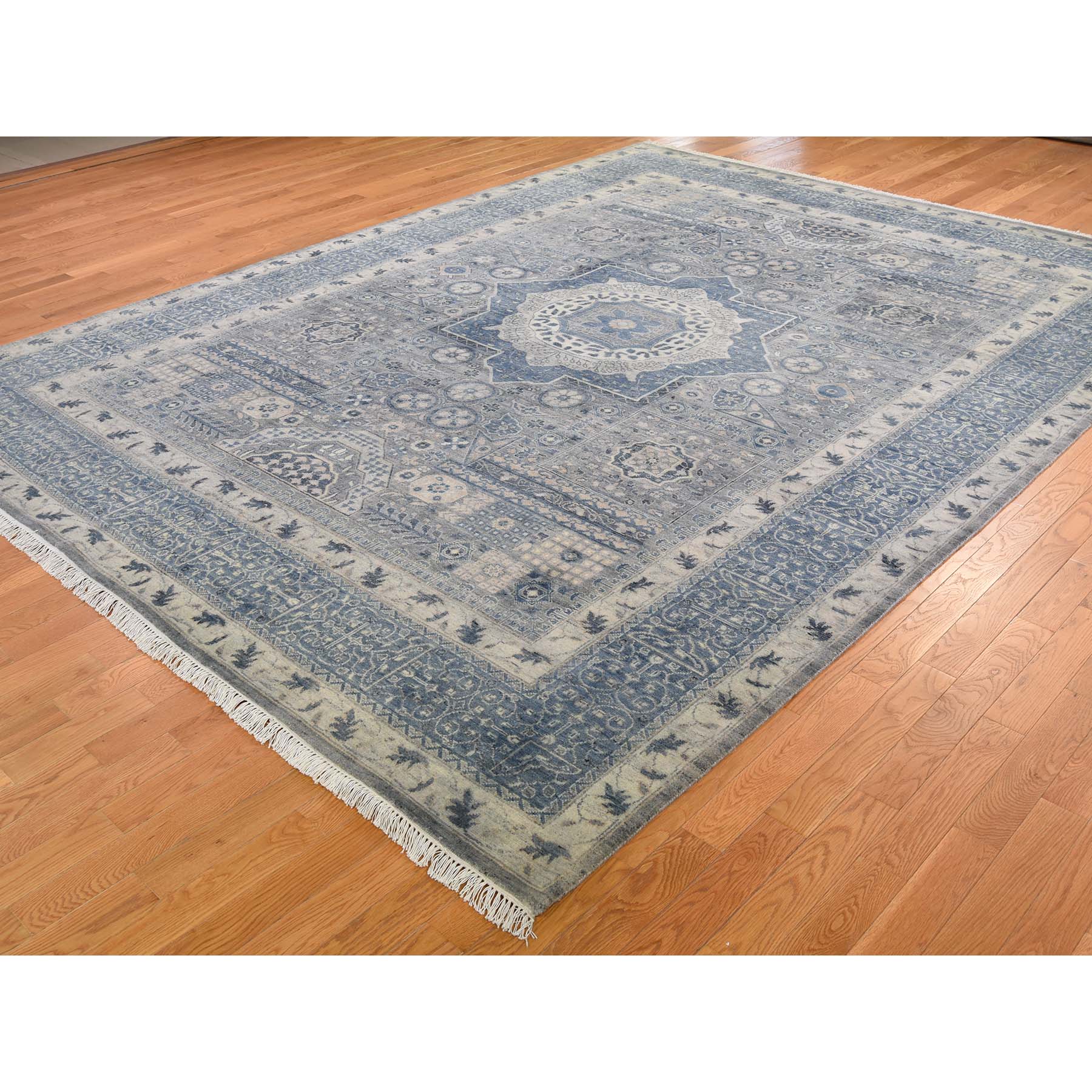 9-2 x12-2  Blue Pure Wool Mamluk Design Hand-Knotted Oriental Rug 