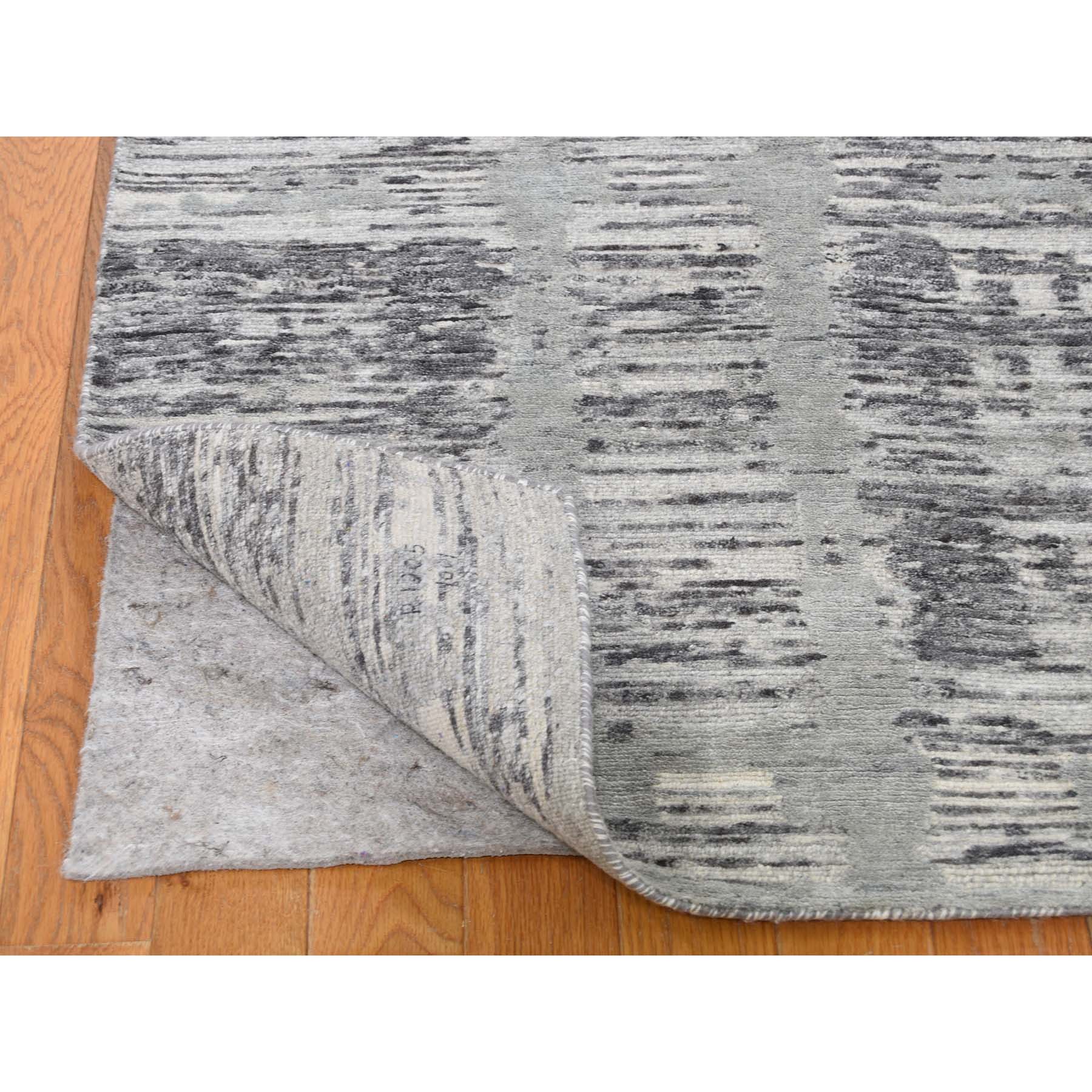 2-7 x12-2   Hand Spun Gray Undyed Natural Wool Modern Runner Oriental Hand-Knotted Rug 