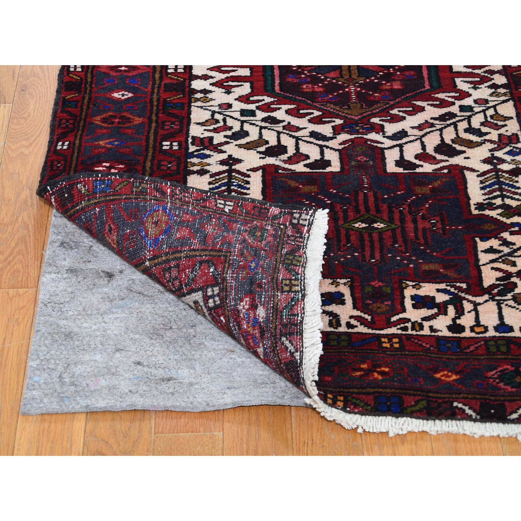 3-2 x10-5  Vintage Persian karajeh Pure Wool Runner Hand-Knotted Oriental Rug 