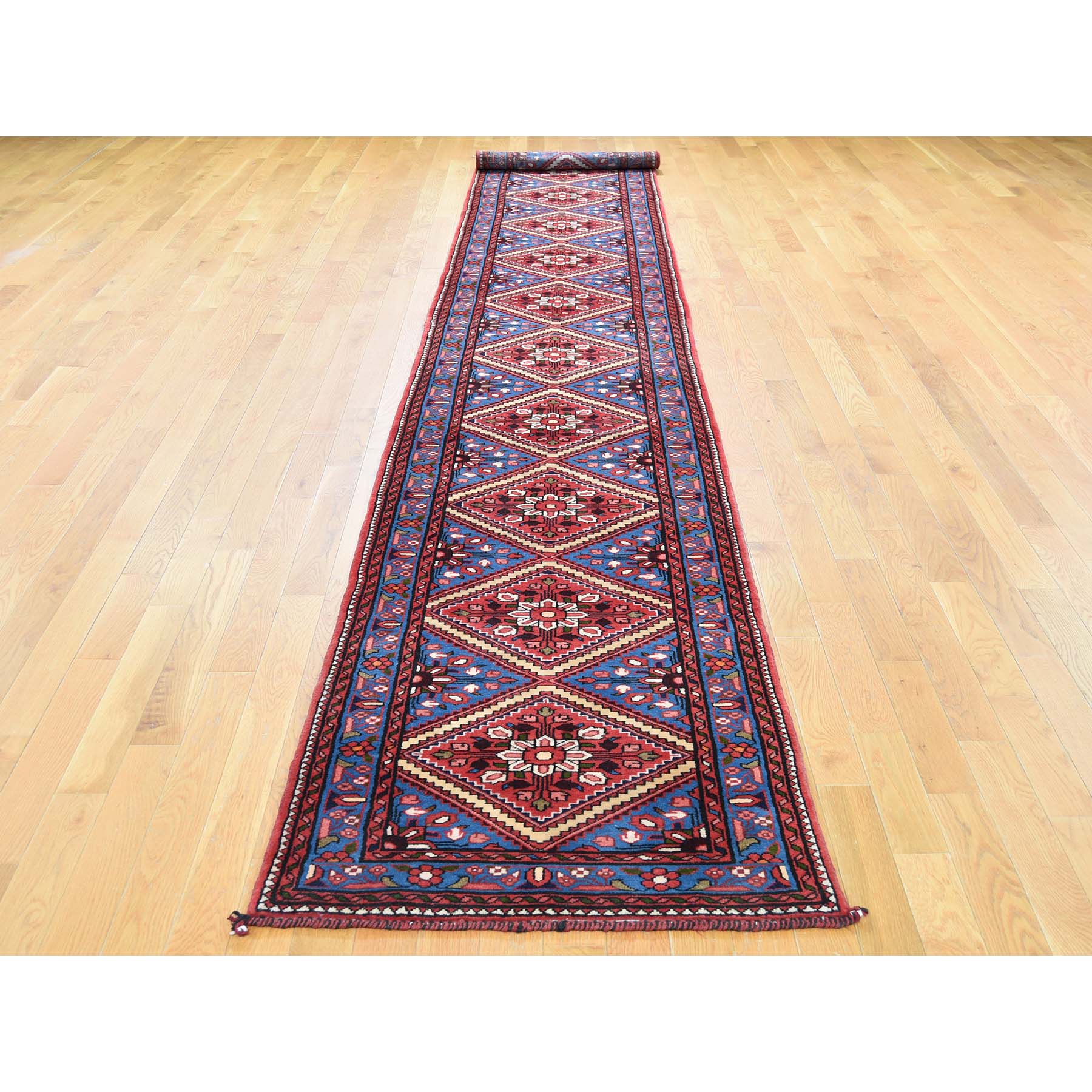 2-7 x16-9  Blue New Persian Hamadan Pure Wool XL Runner Hand-Knotted Oriental Rug 