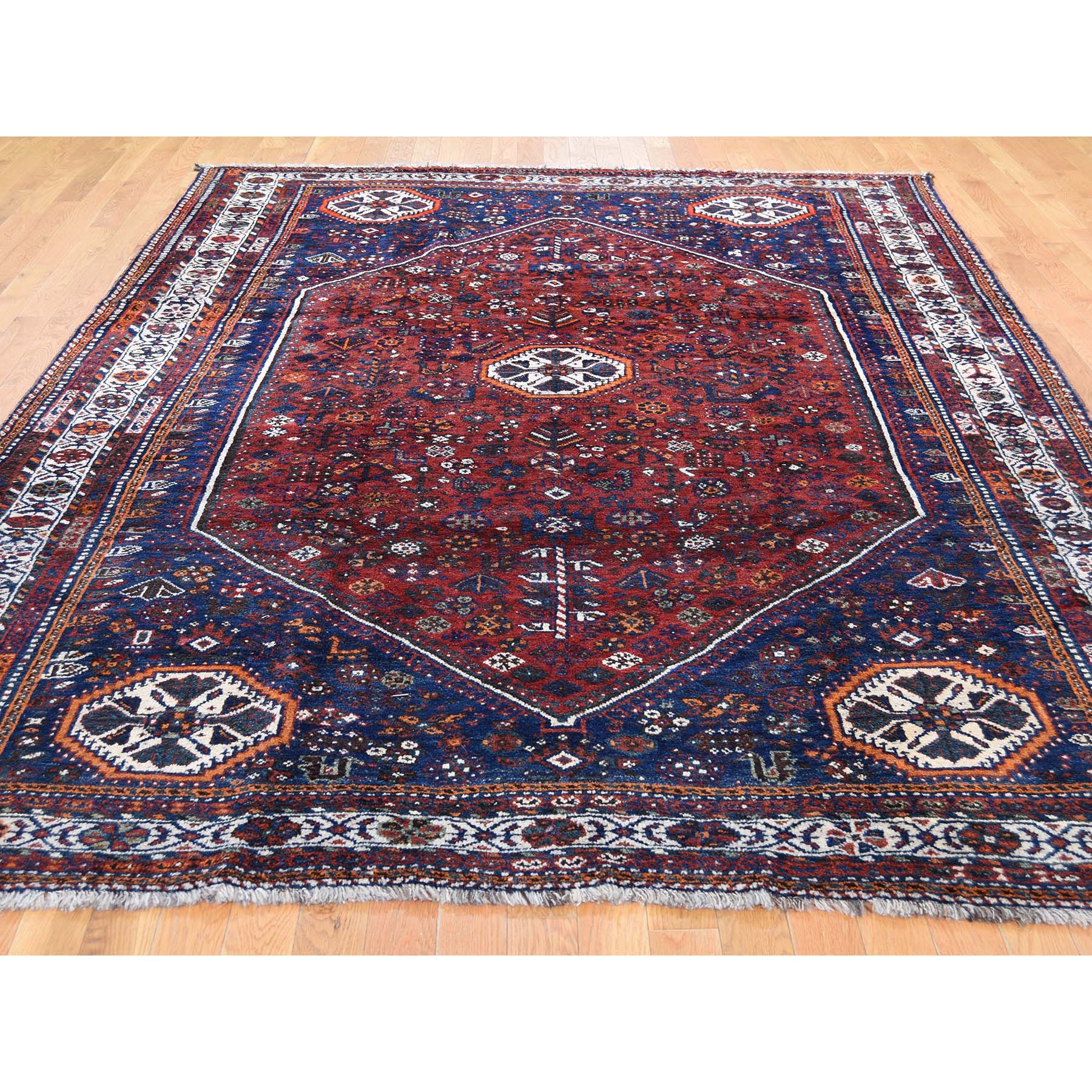 7-2 x10-2  Red New persian Shiraz Pure Wool Hand-Knotted Oriental Rug 