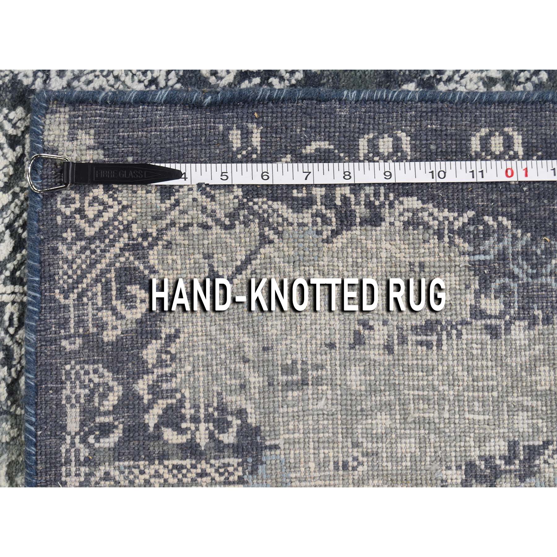 10-x14- Jewellery Design Tone On Tone Half Wool And Half Silk Hand-Knotted Oriental Rug 
