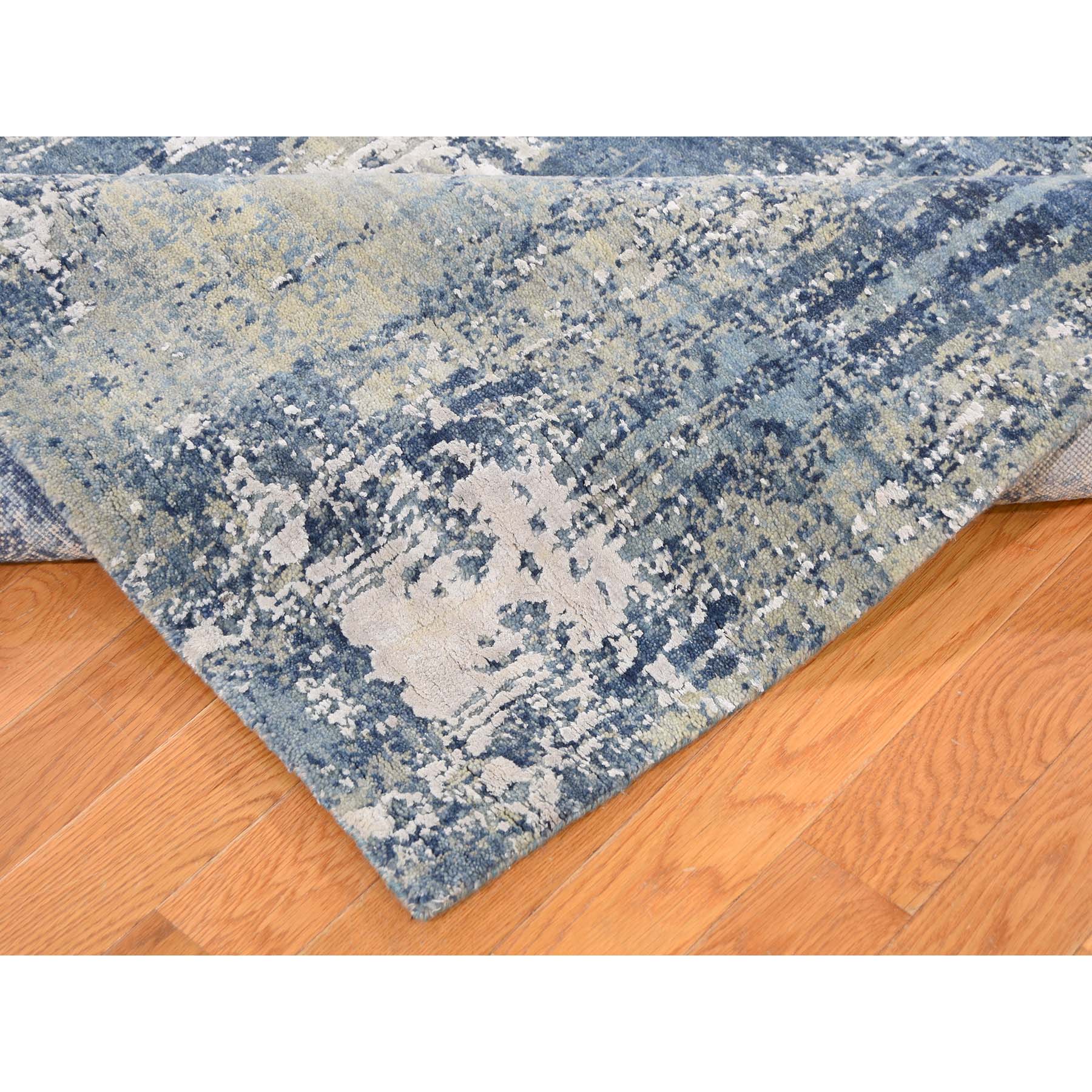 6-x9-2  Blue-Gray Abstract Design Wool and Pure Silk Hand-Knotted Oriental Rug 