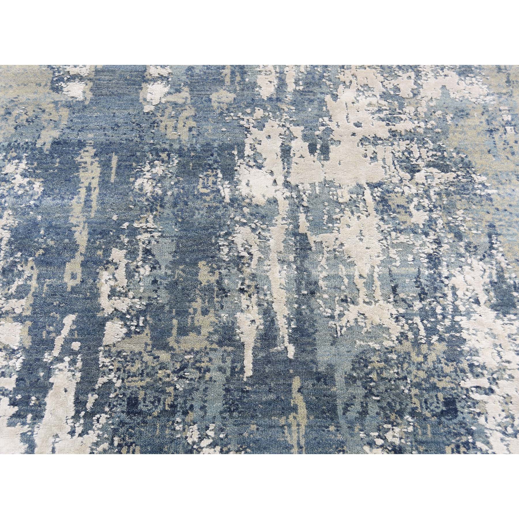 6-x9-2  Blue-Gray Abstract Design Wool and Pure Silk Hand-Knotted Oriental Rug 