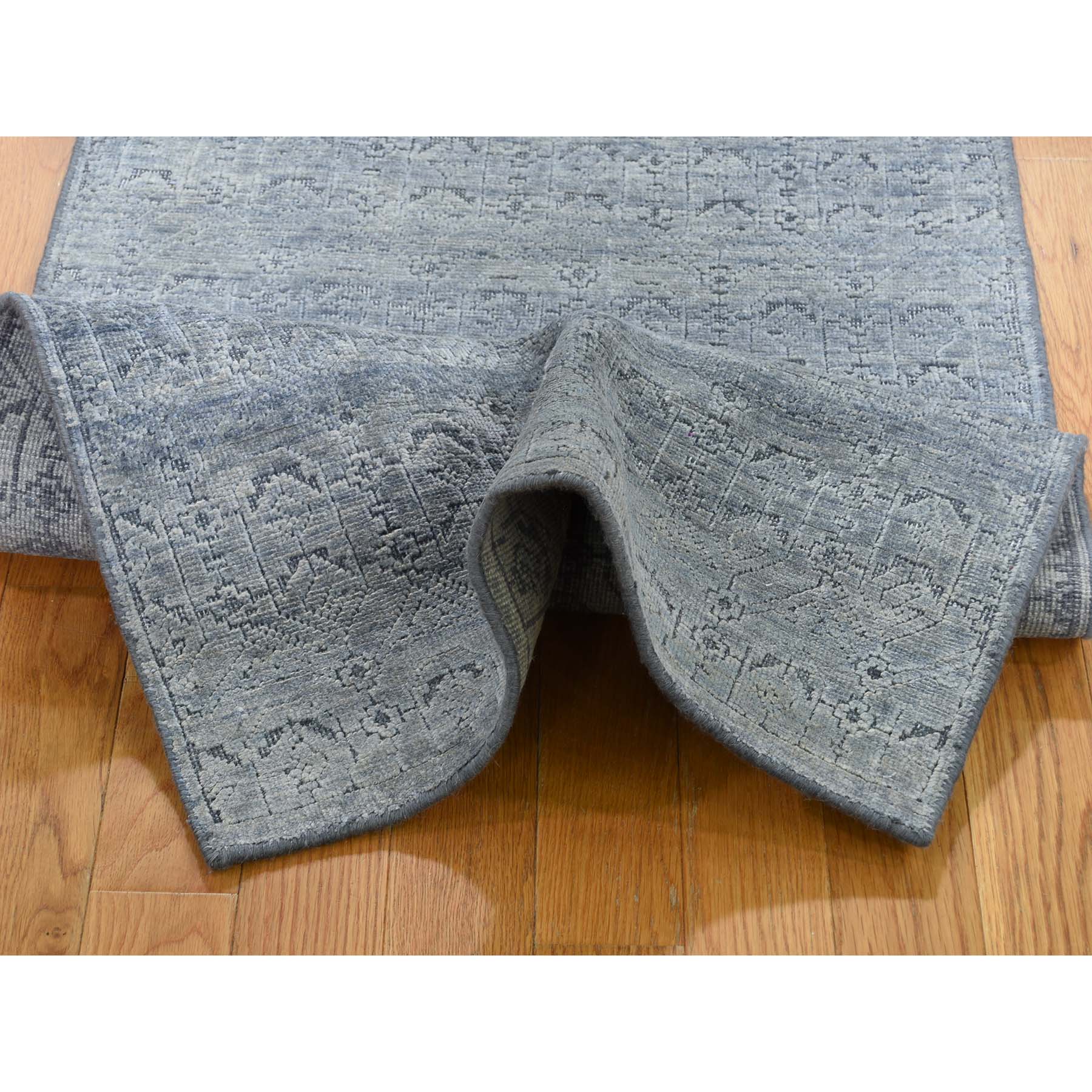 2-3 x11-7  Silk With Textured Wool Hand-Knotted Modern Runner Oriental Rug 