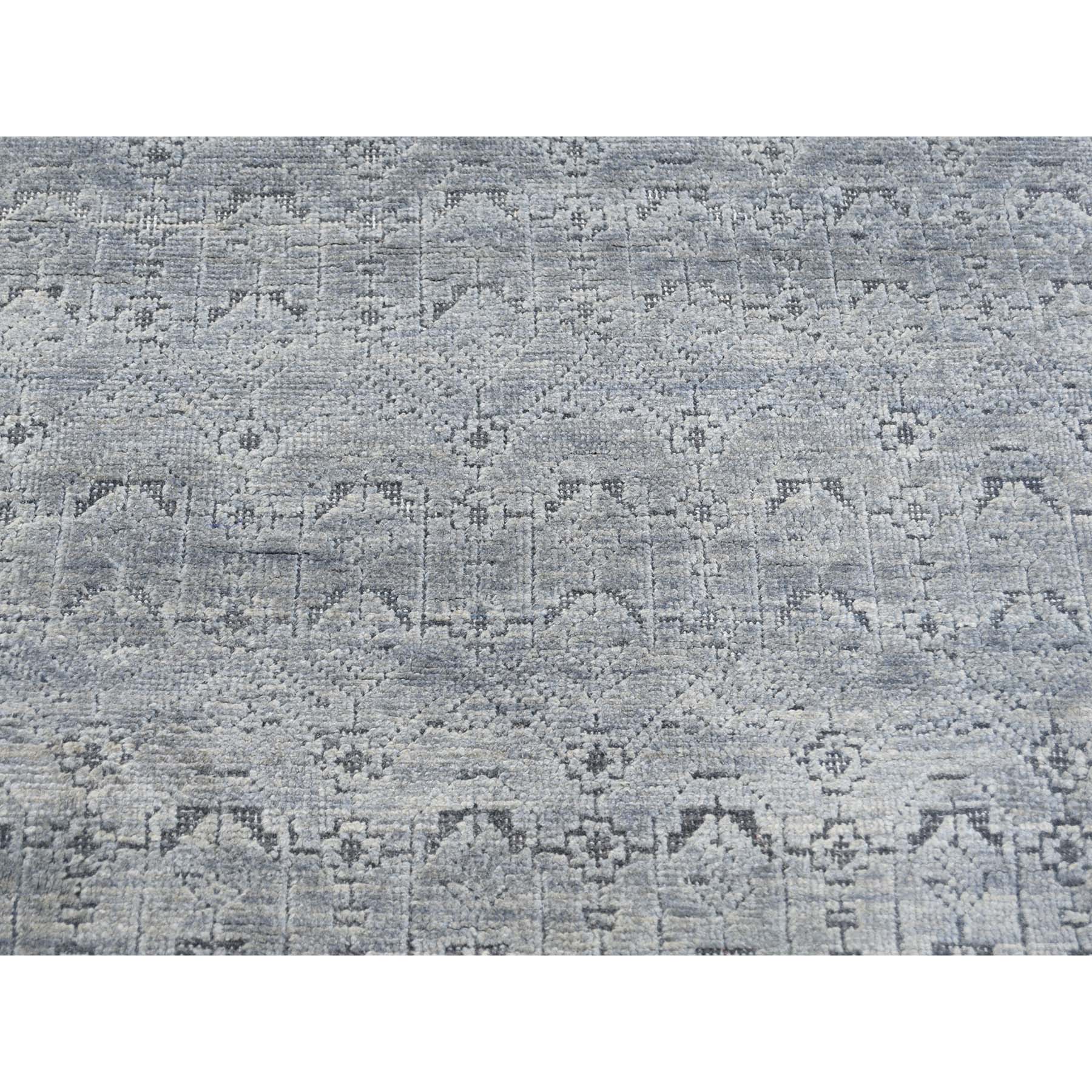 2-3 x11-7  Silk With Textured Wool Hand-Knotted Modern Runner Oriental Rug 