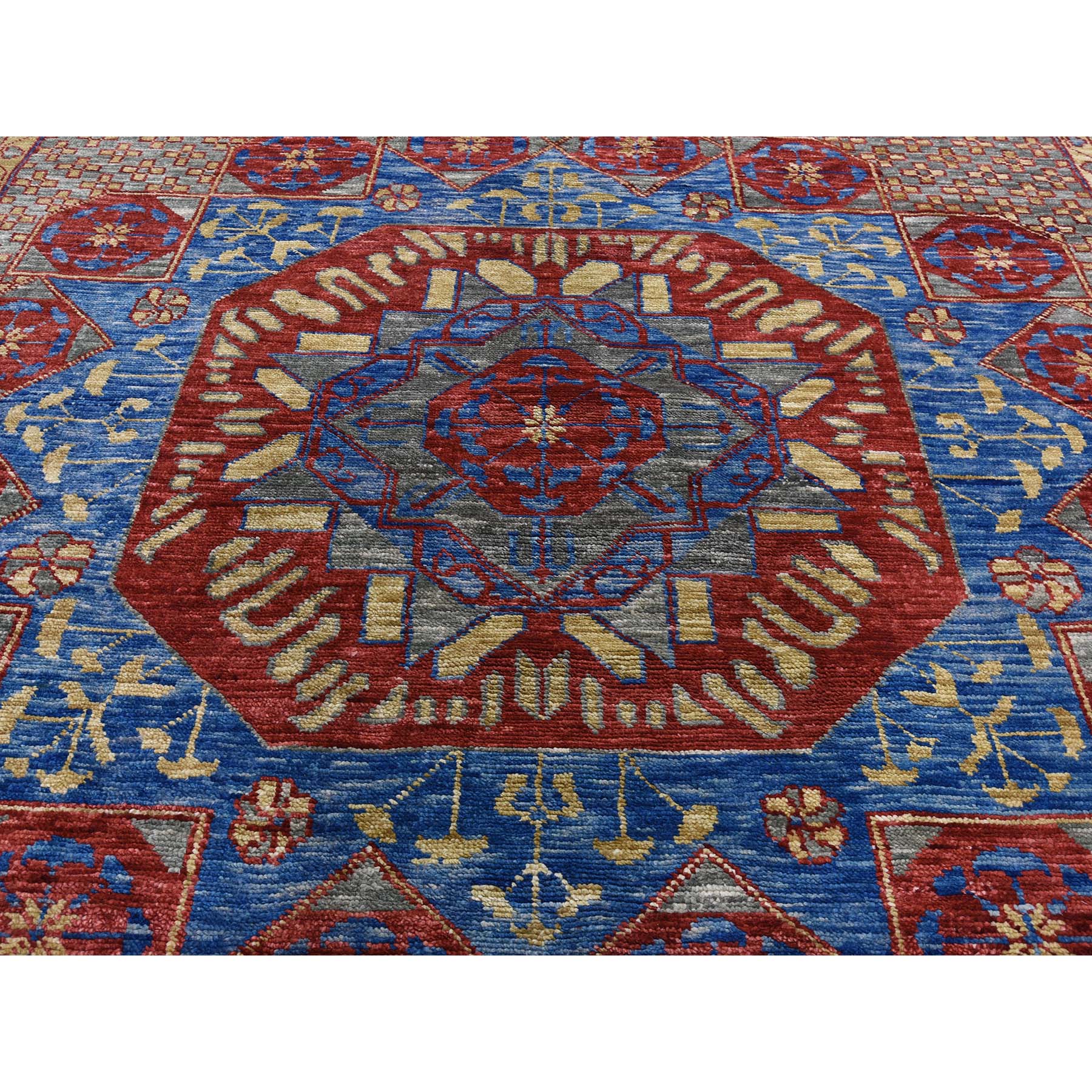 10-x14-3  Red Mamluk Design Veg Dyes Hand Spun New Zealand Wool Oriental Rug 