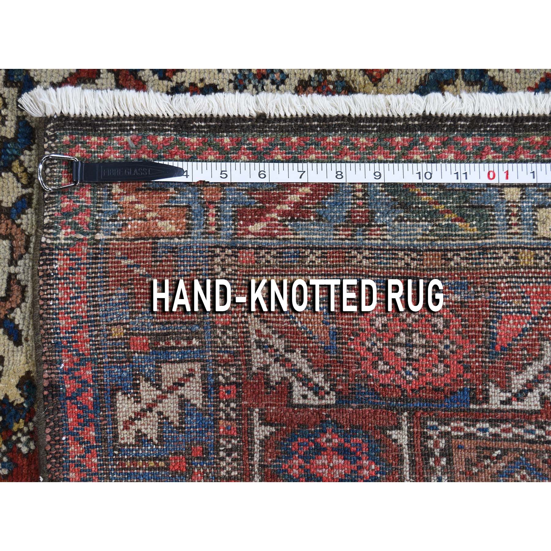 6-8 x12-8  Red Gallery Size Antique Persian Bakhtiari Good Con. Full Pile Pure Wool Hand-Knotted Oriental Rug 