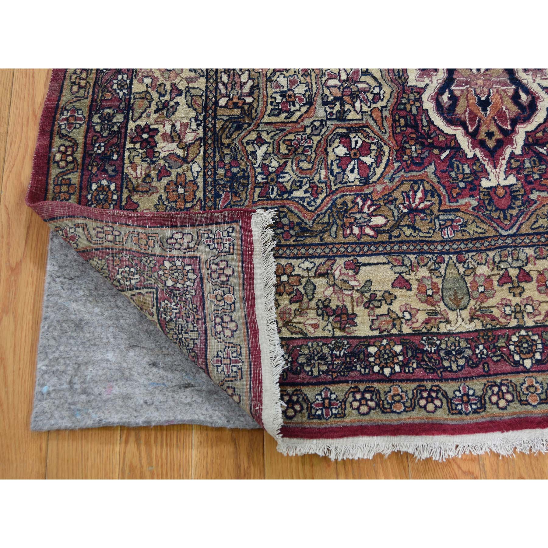 3-10 x7-10  Red Antique Persian Kerman Shah Good Condition Even Wear Soft Hand-Knotted Oriental Rug 