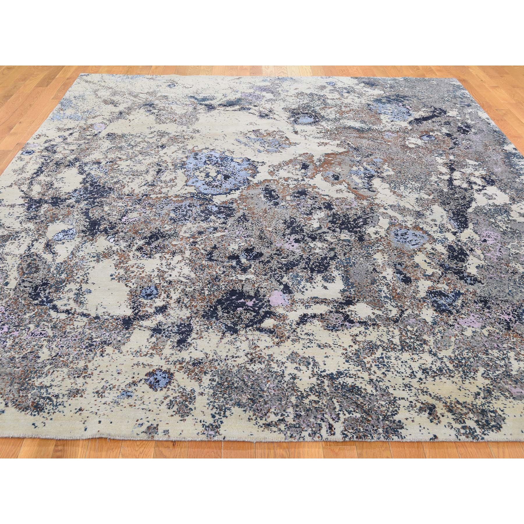 8-x10- Abstract Design Wool and Silk Hand-Knotted Oriental Rug 