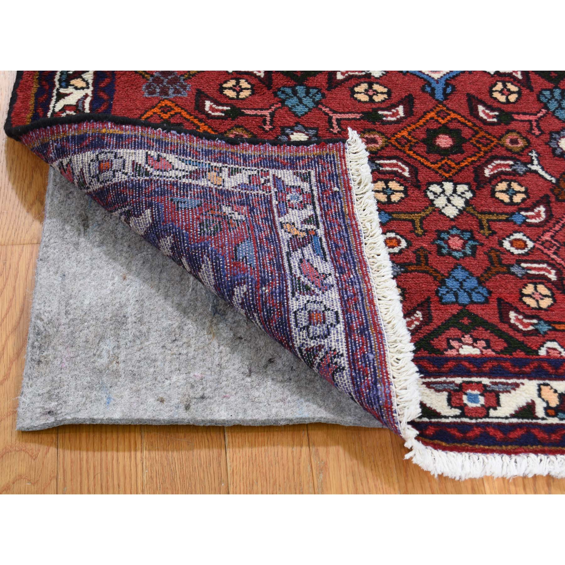 3-4 x4-10  Red New Persian Hamadan Pure Wool Hand-Knotted Oriental Rug 