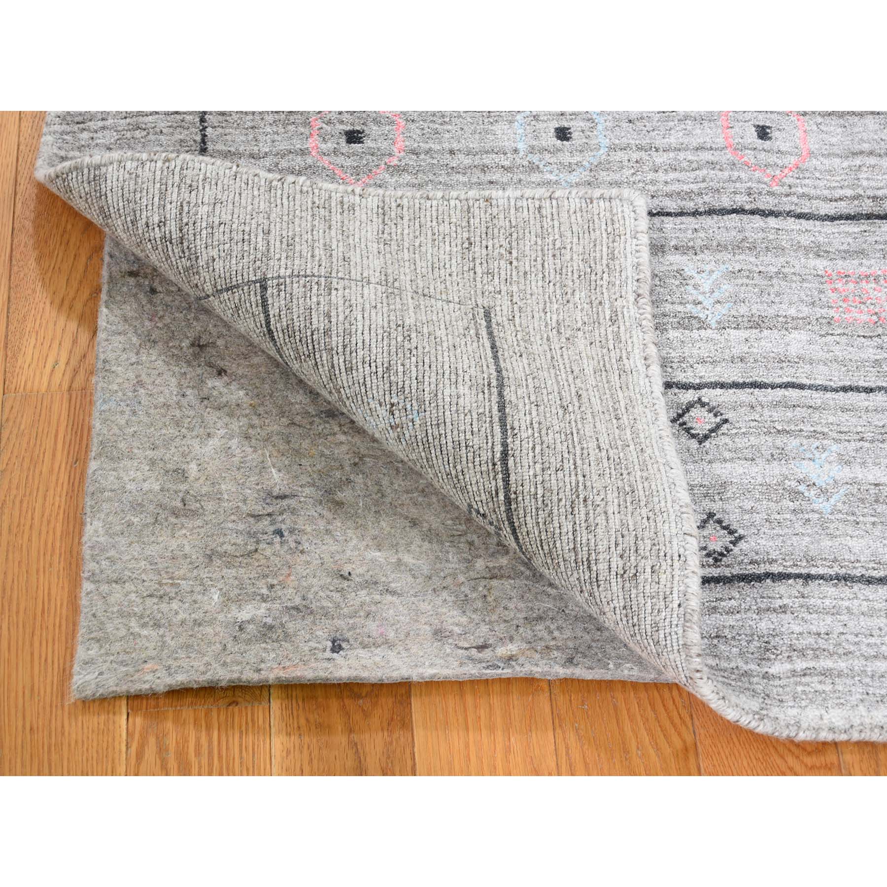 4-3 x4-3  Square Gray Wool and Silk Hand Loomed Gabbeh Oriental Rug 
