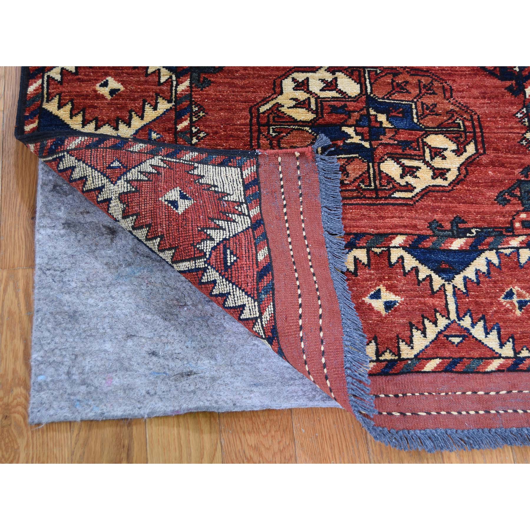 2-10 x9-4  Pure Wool Runner Elephant Feet Design Afghan Ersari Hand Knotted Rug 