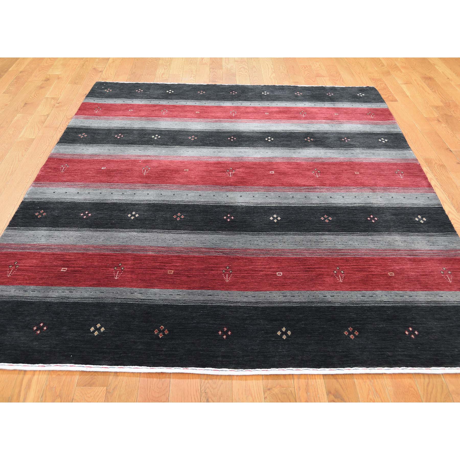 5-6 x8- Multicolored Hand Loomed Gabbeh Pure Wool Oriental Rug 