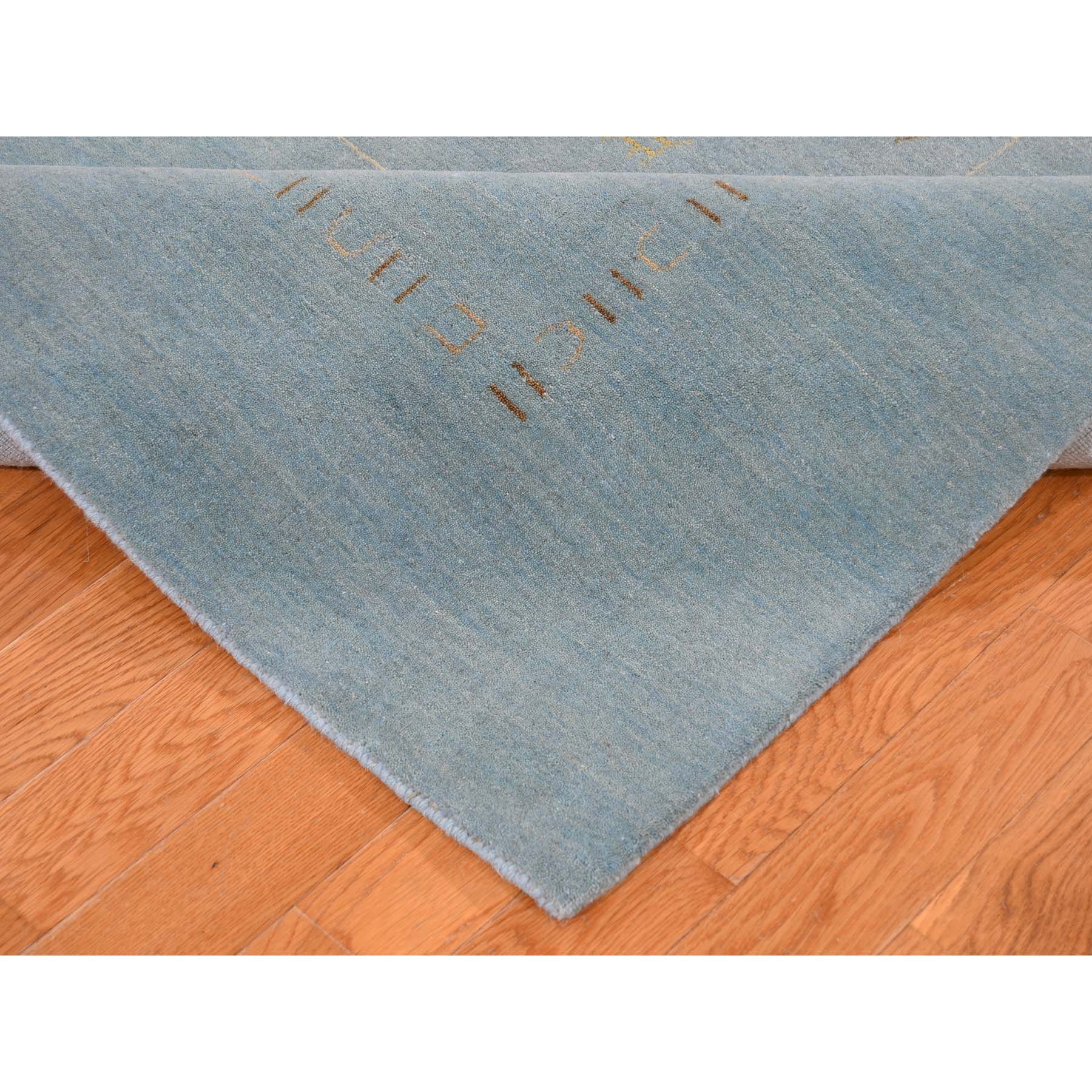5-8 x7-10  Light Blue Modern Hand-Loomed Gabbeh Pure Wool Oriental Rug 