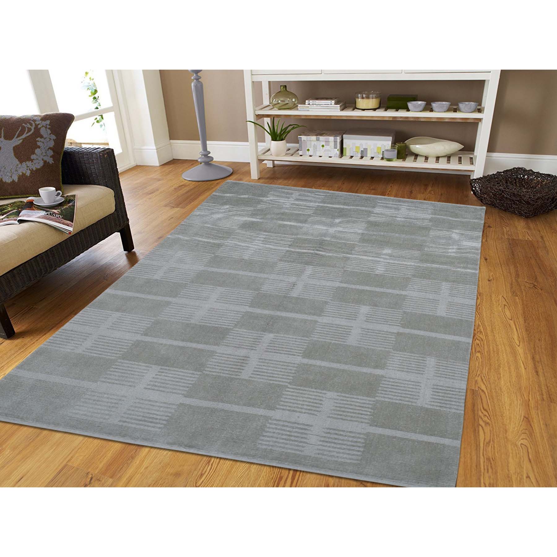 5-x8-6  Pure Wool Modern Nepali Cut and Loop Hand Knotted Oriental Rug 