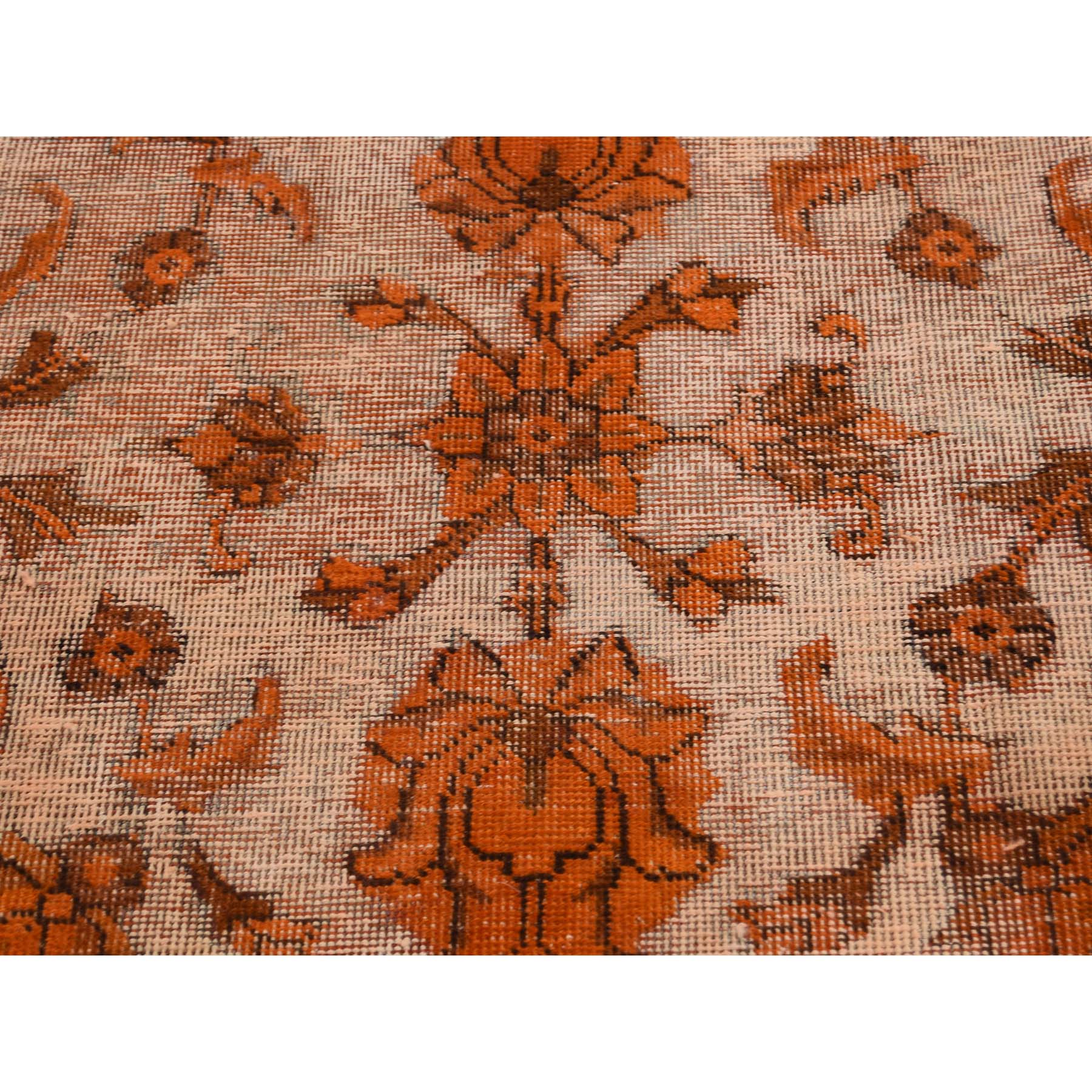 8-1 x10-9  Orange Overdyed Persian Tabriz Barjasta Vintage Hand-Knotted Oriental Rug 