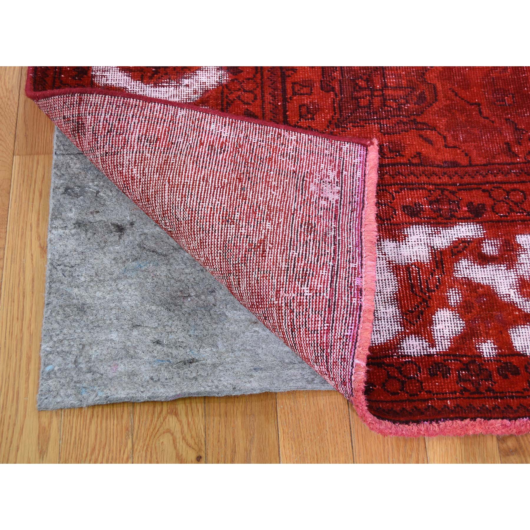8-1 x11- Red Overdyed Persian Tabriz Hi-low Vintage Pure Wool Hand-Knotted Oriental Rug 