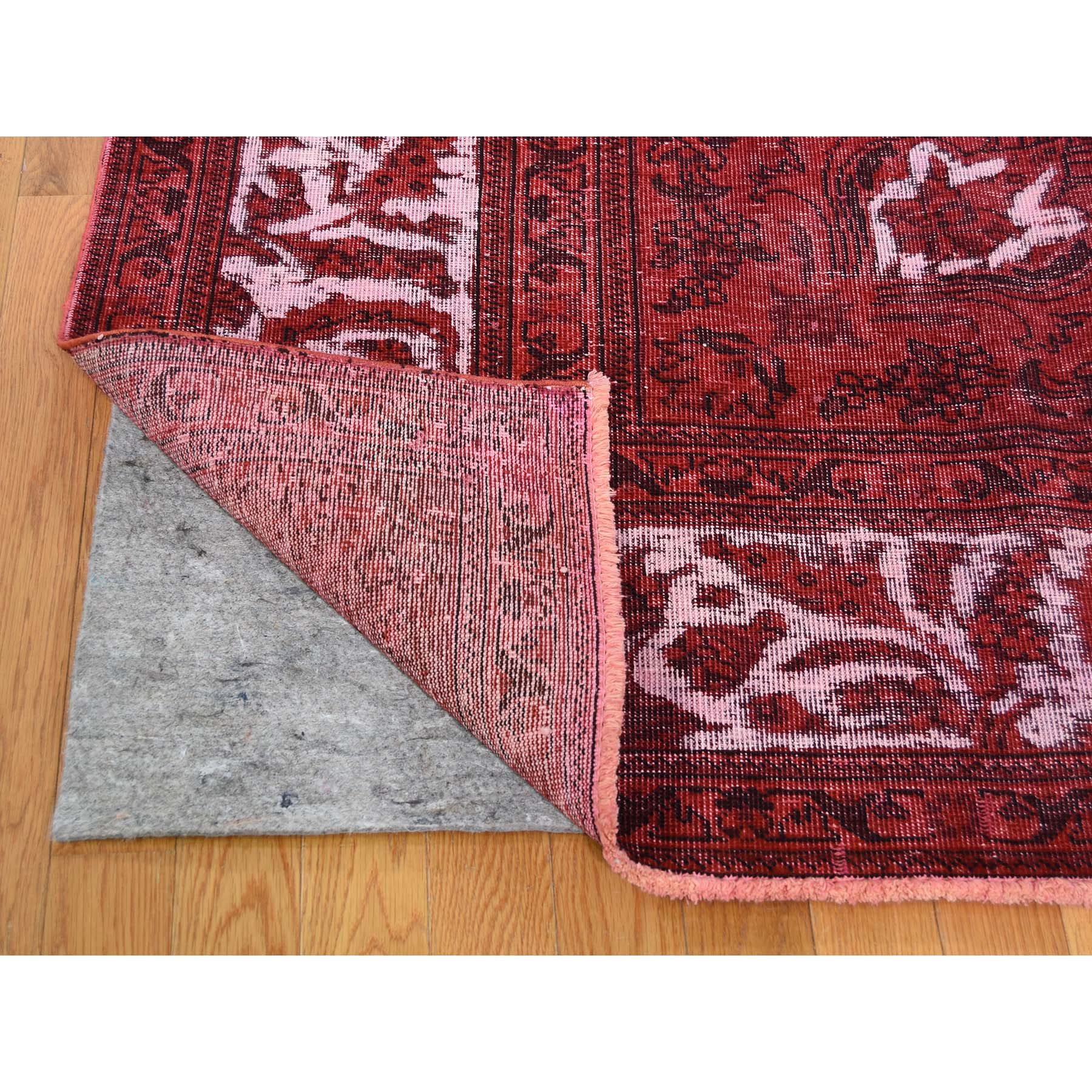 8-7 x10-8  Red Overdyed Pure Wool Persian Tabriz Hi-low Hand-Knotted Oriental Rug 