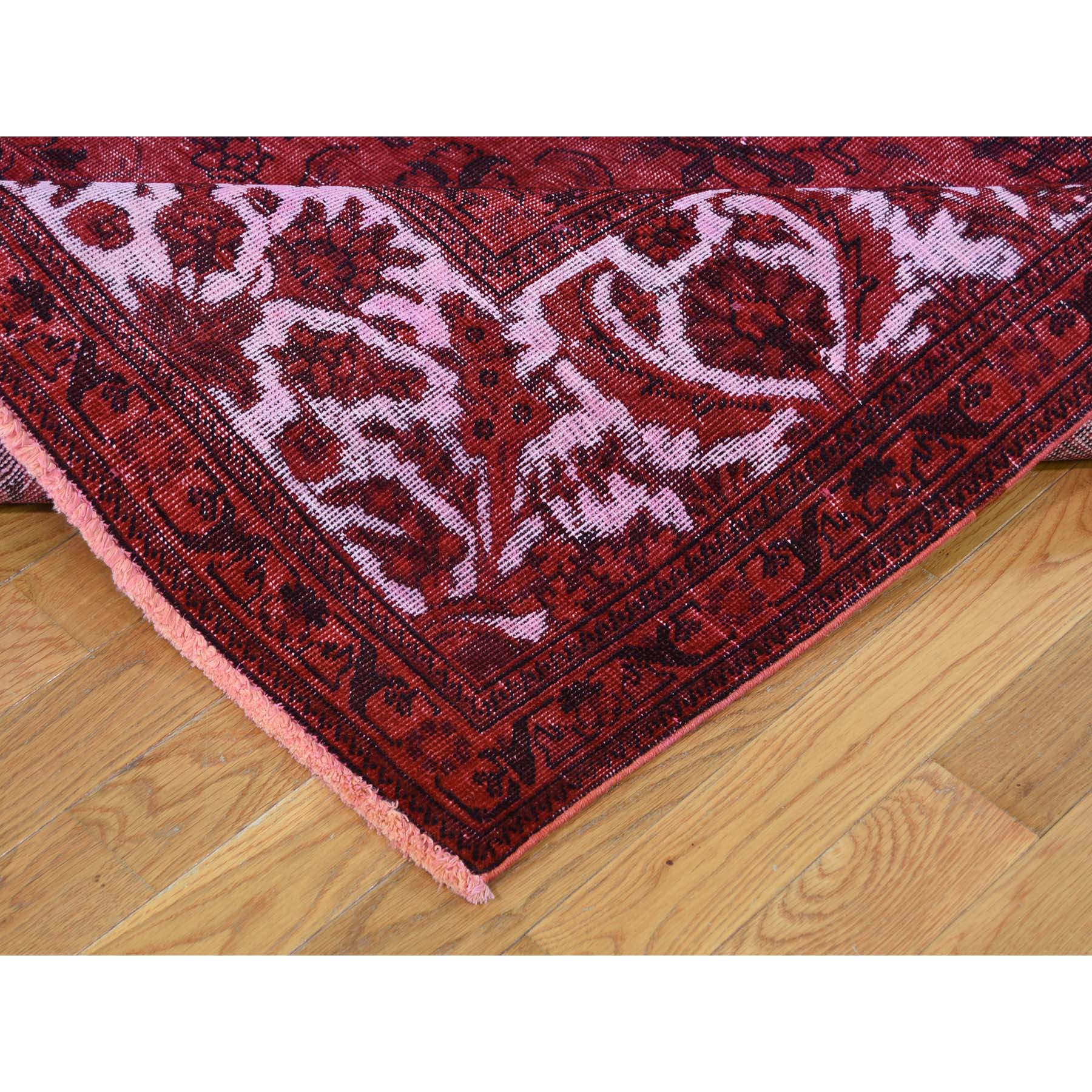 8-7 x10-8  Red Overdyed Pure Wool Persian Tabriz Hi-low Hand-Knotted Oriental Rug 