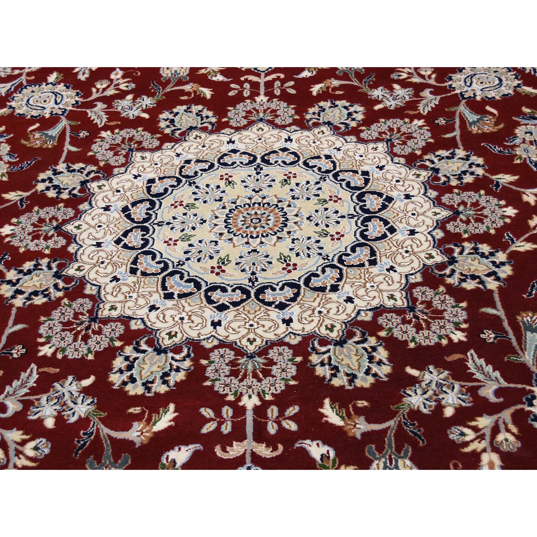 9-9 x14- 250 KPSI Red Wool and Silk Nain Hand Knotted Oriental Rug 