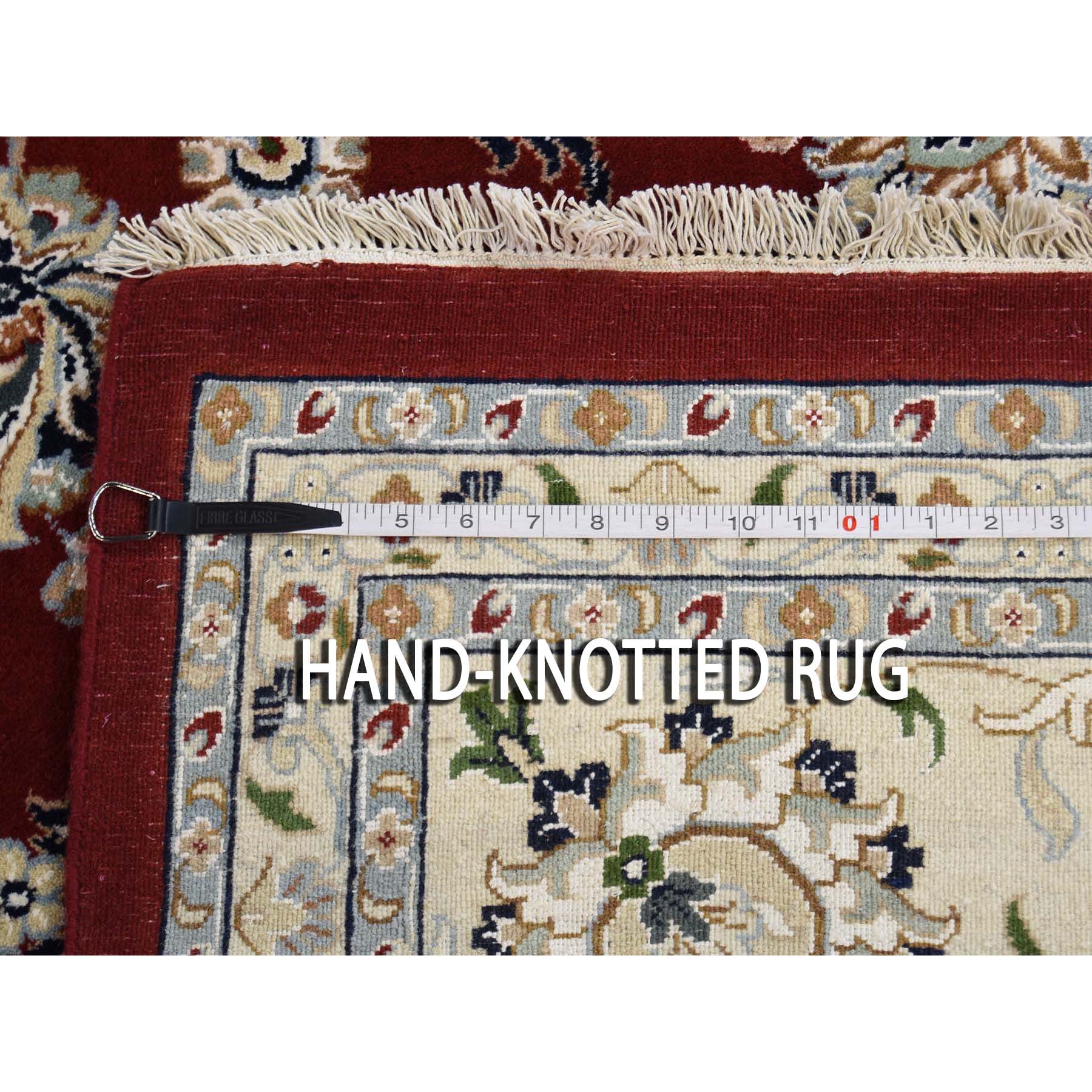 9-9 x14- 250 KPSI Red Wool and Silk Nain Hand Knotted Oriental Rug 