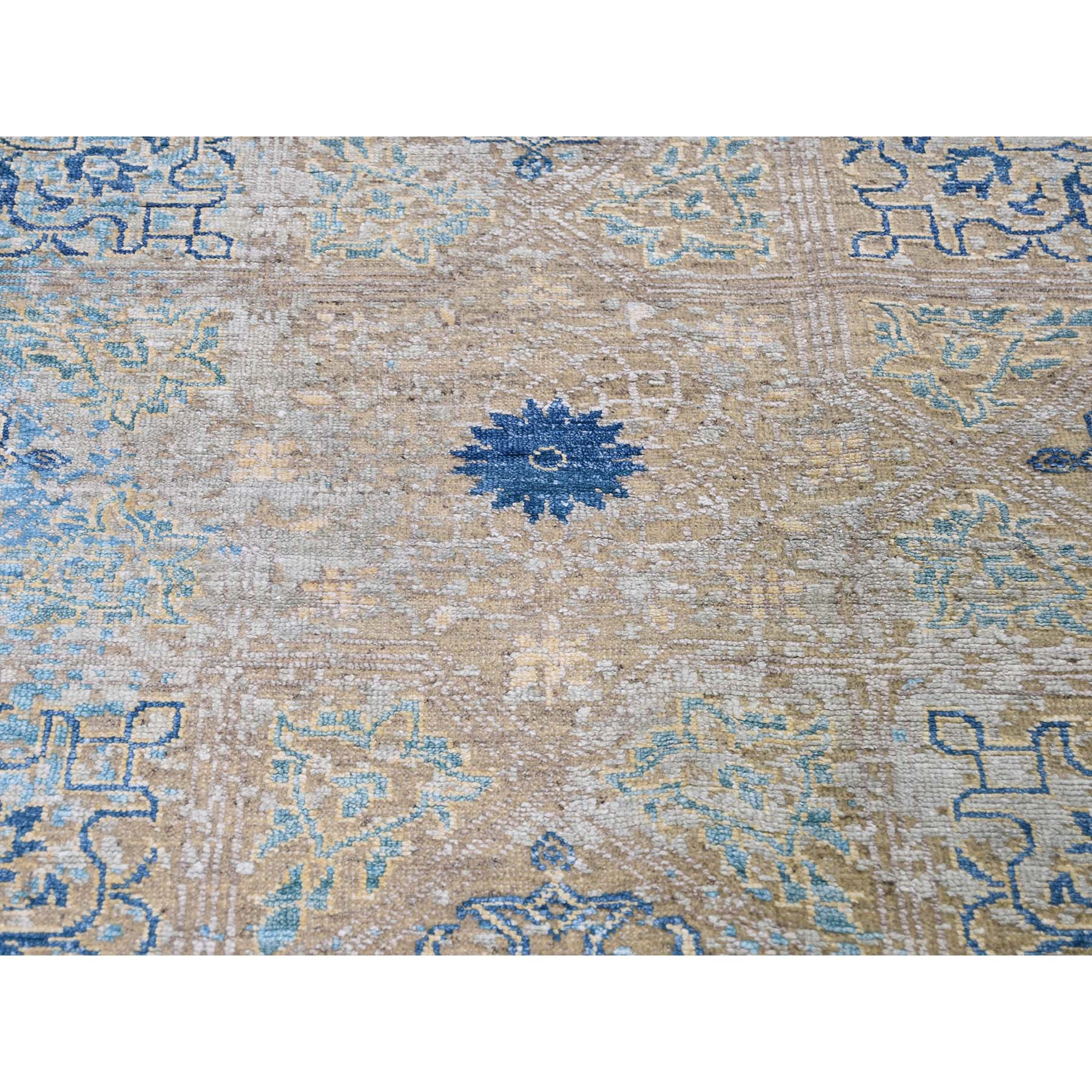 8-1 x9-9  Wool And Silk Textured Hi-Low Pile Ottoman Influence Hand-Knotted Modern Oriental Rug 