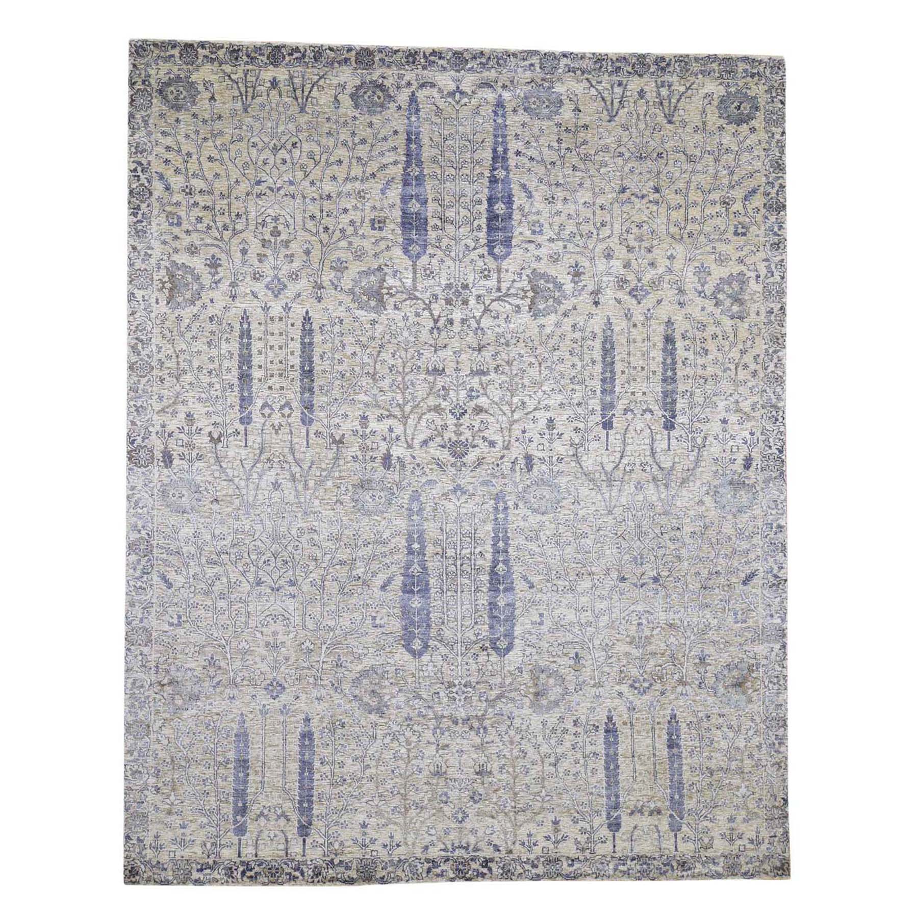 8'X10' Willow And Cypress Tree Design Silk With Textured Wool Hand-Knotted Oriental Rug moad6a78