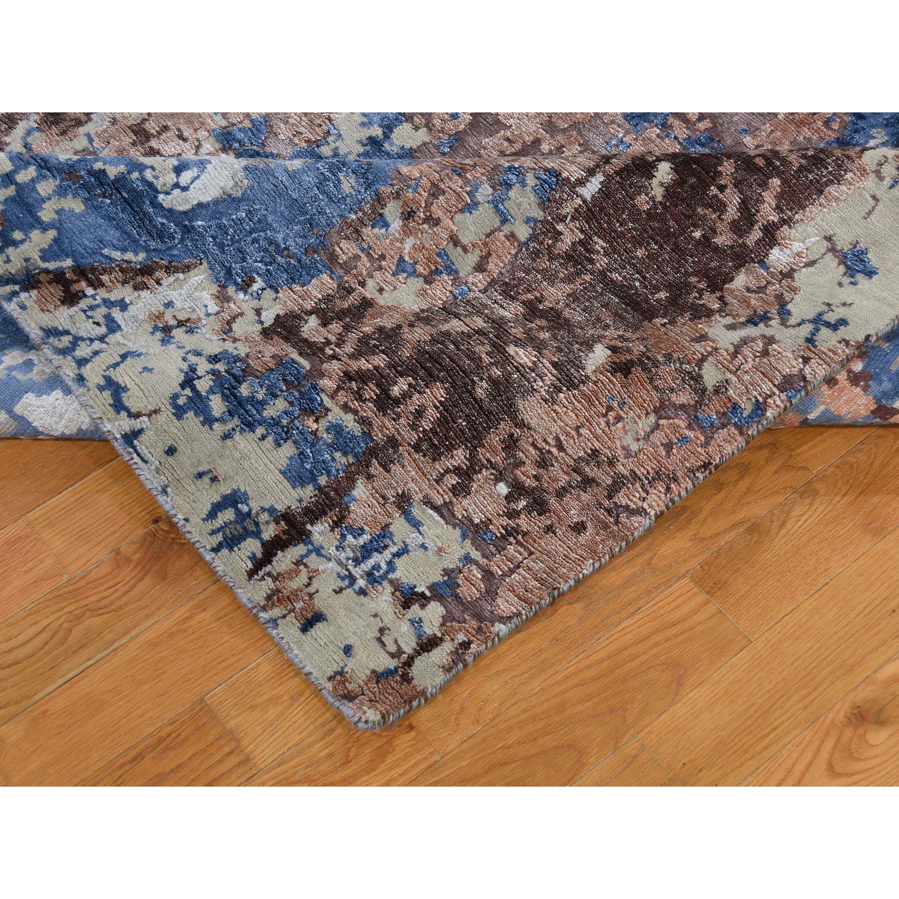 8-x9-10  Hand-Knotted Abstract Design Wool And Silk Hi And Low Pile Oriental Rug 