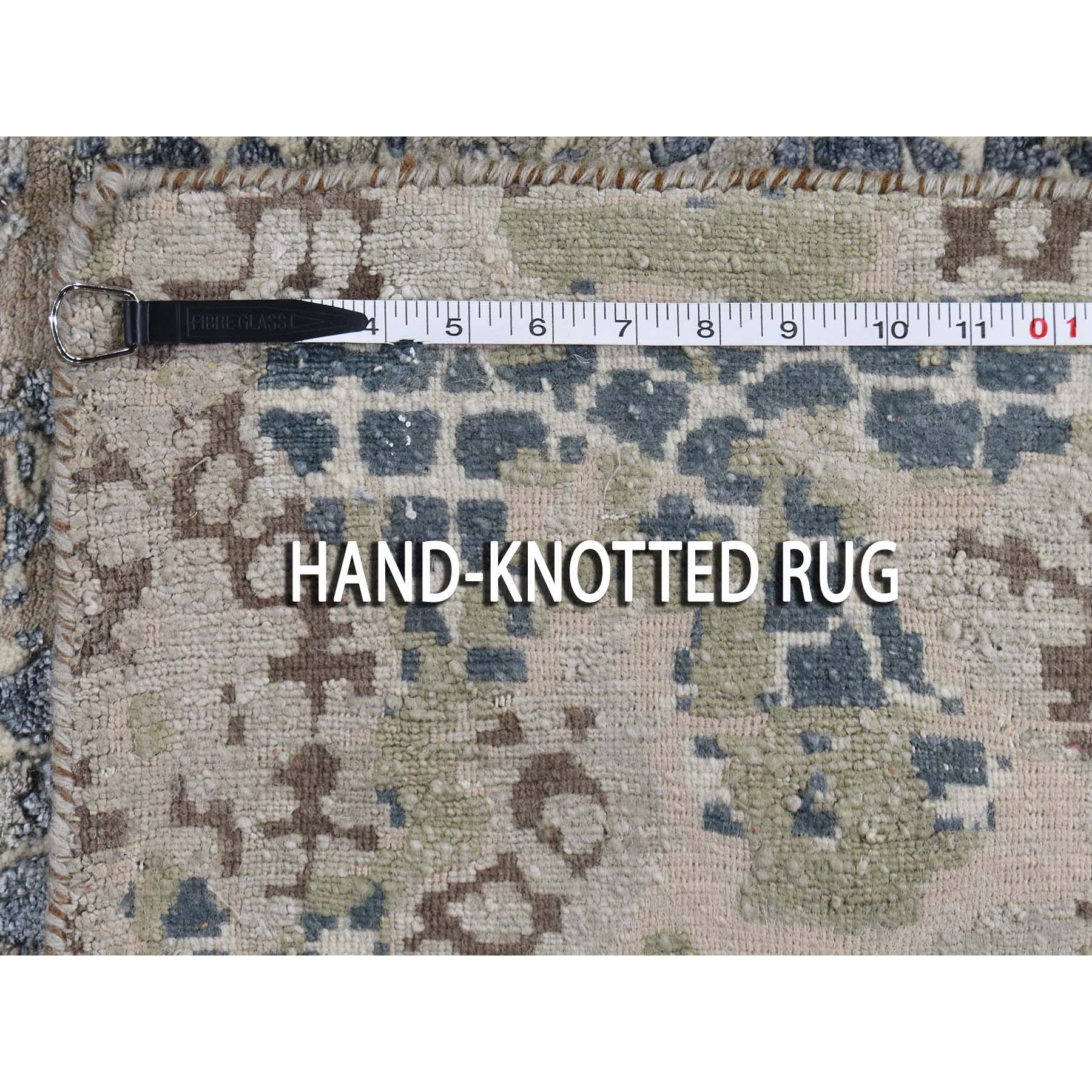 9-x11-10  Erased Mosaic Design Wool And Silk Hand-Knotted Oriental Rug 