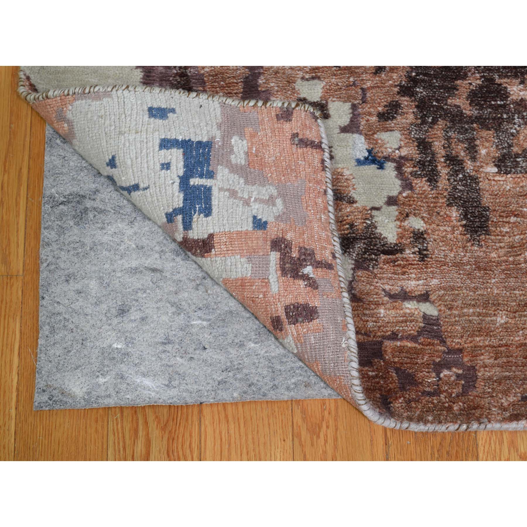 9-10 x13-10  Hand-Knotted Abstract Design Wool And Silk Hi And Low Pile Oriental Rug 