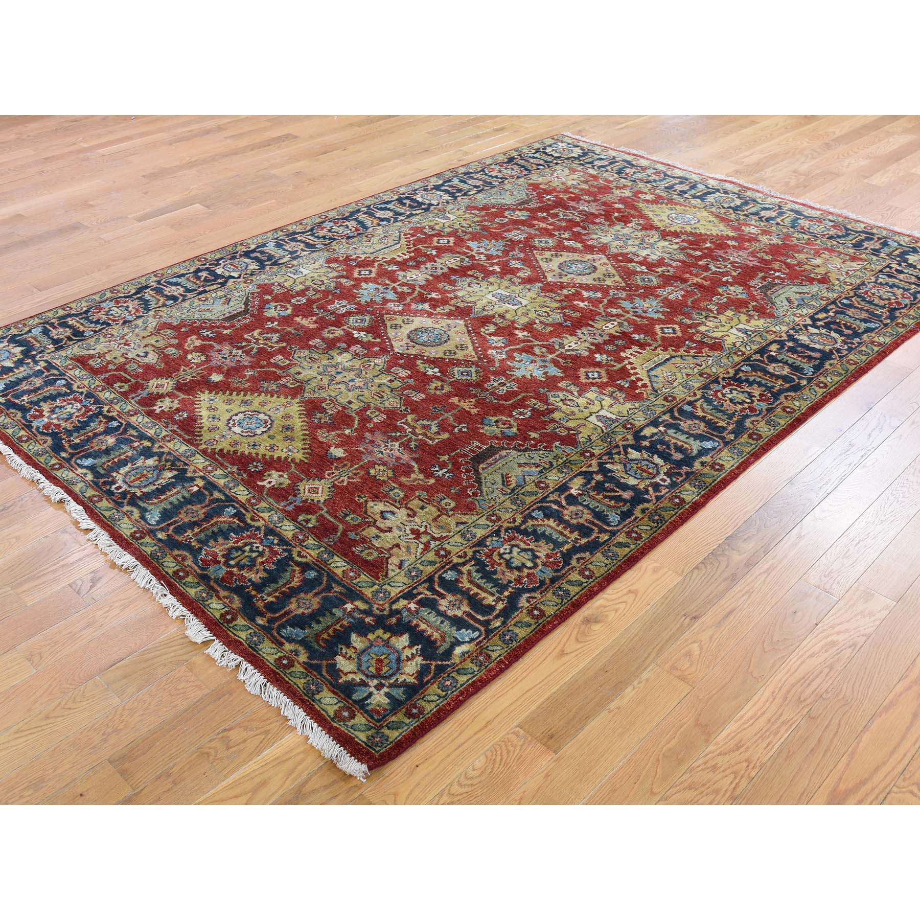 6-x8-9  Red Karajeh Design Pure Wool Hand-Knotted Oriental Rug 