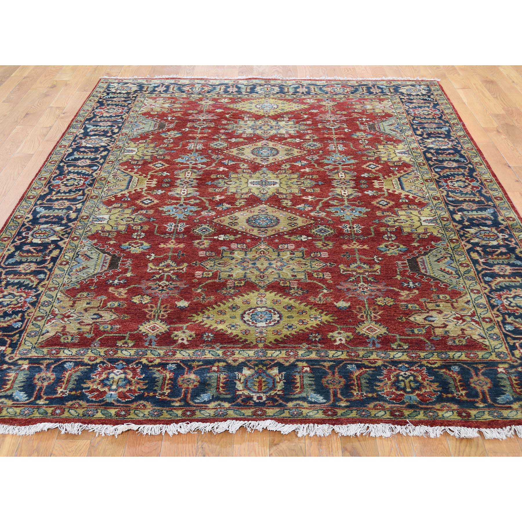 6-x8-9  Red Karajeh Design Pure Wool Hand-Knotted Oriental Rug 
