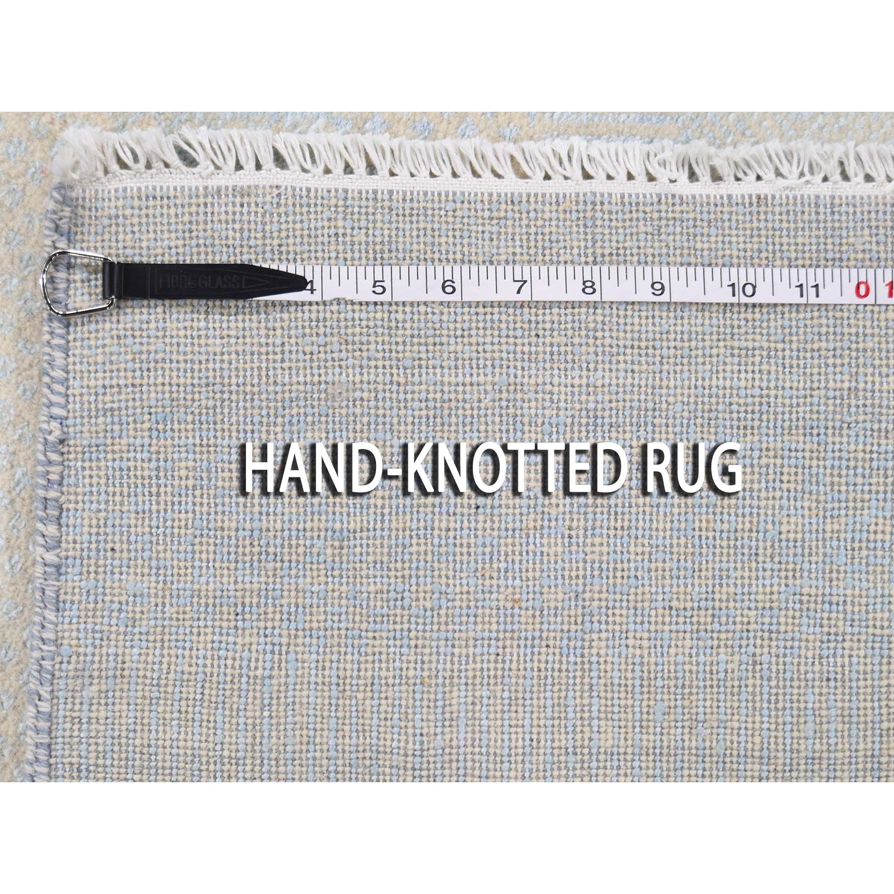 6-x9-3  Light Blue Grass Design Gabbeh Wool and Silk Hand-Knotted Oriental Rug 