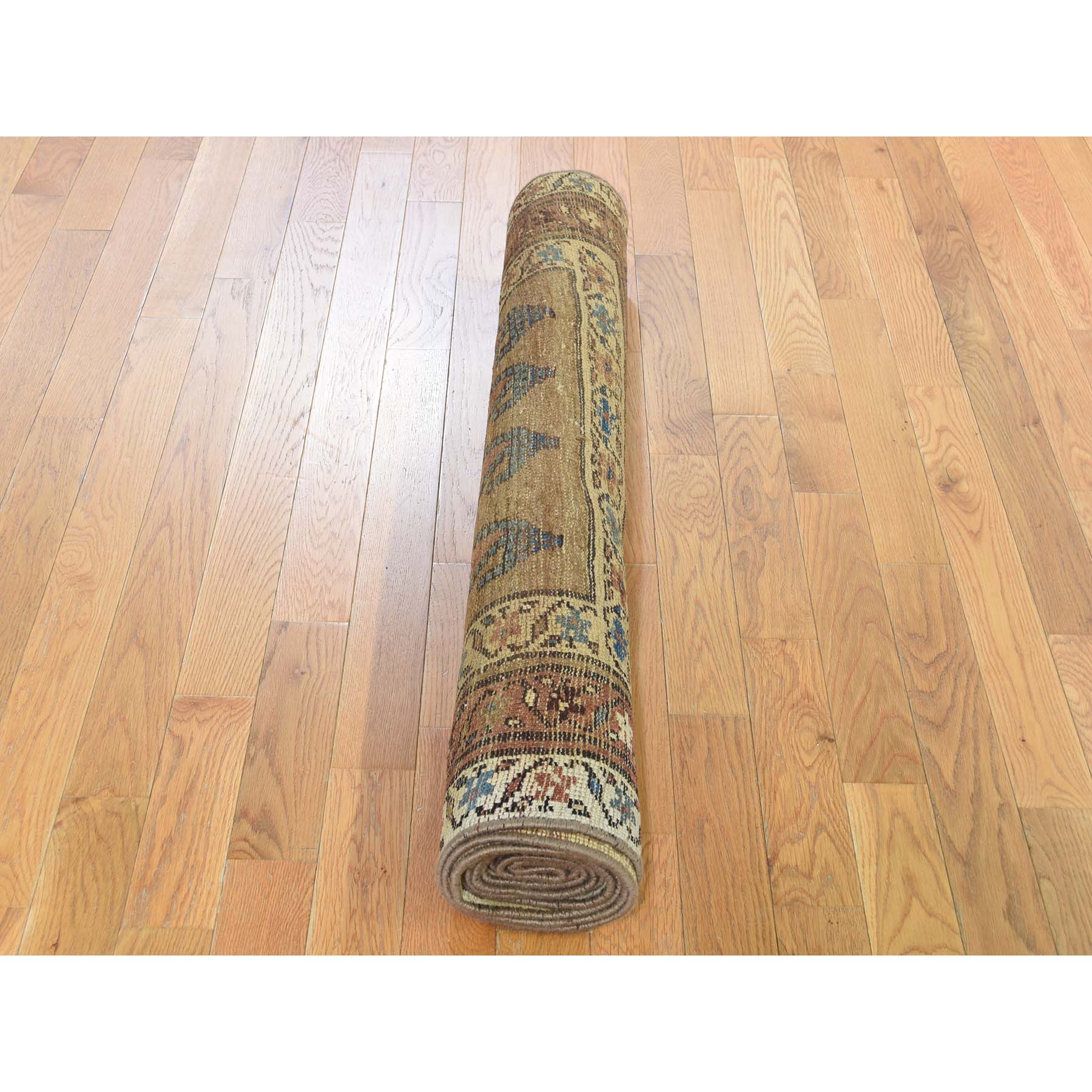 3-9 x10-7  Antique Persian North West Boteh Design Camel Hair Wide Runner Hand-Knotted Oriental Rug 