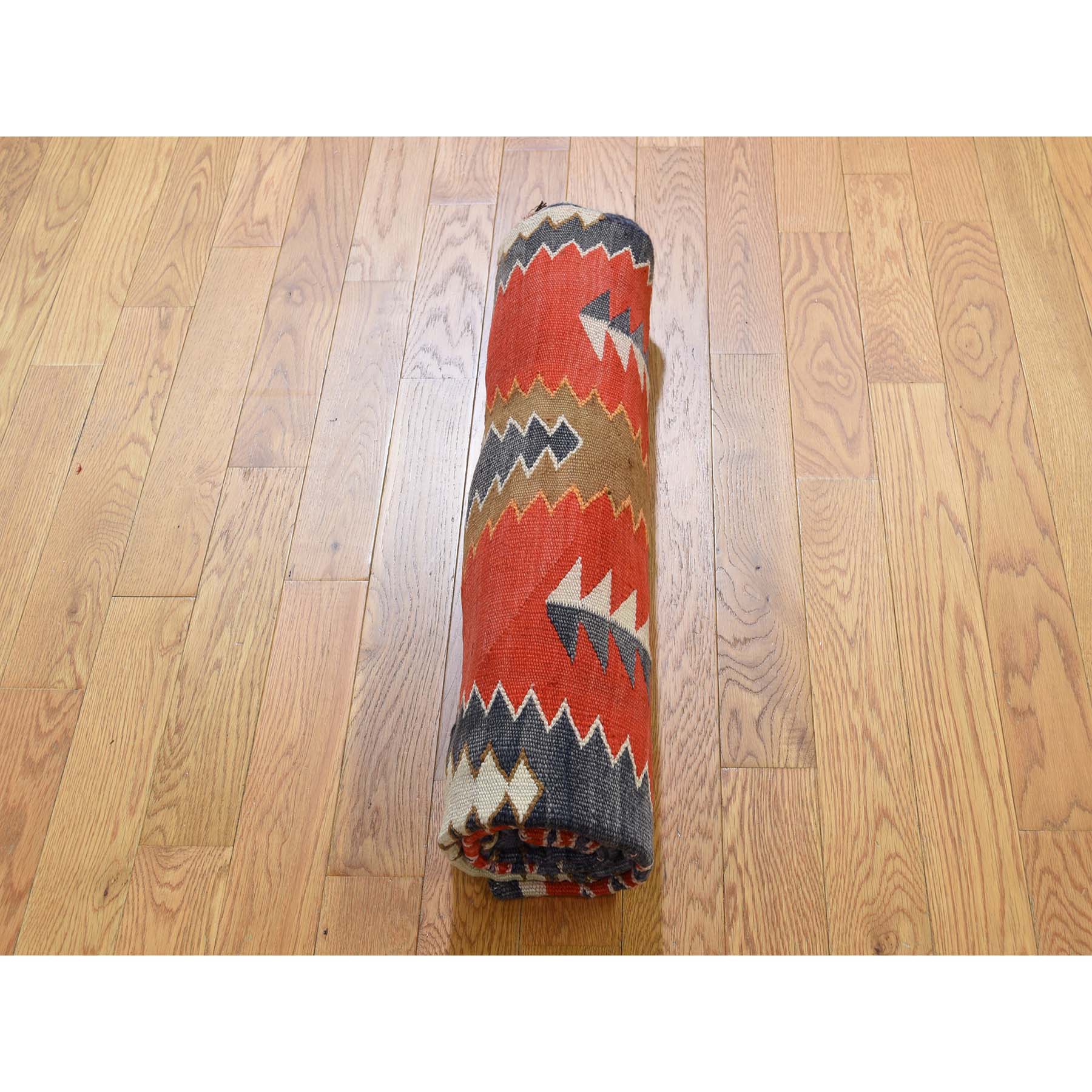 4-9 x6-5  Vintage American Indian Navajo Flat Weave Hand-Woven  Rug 