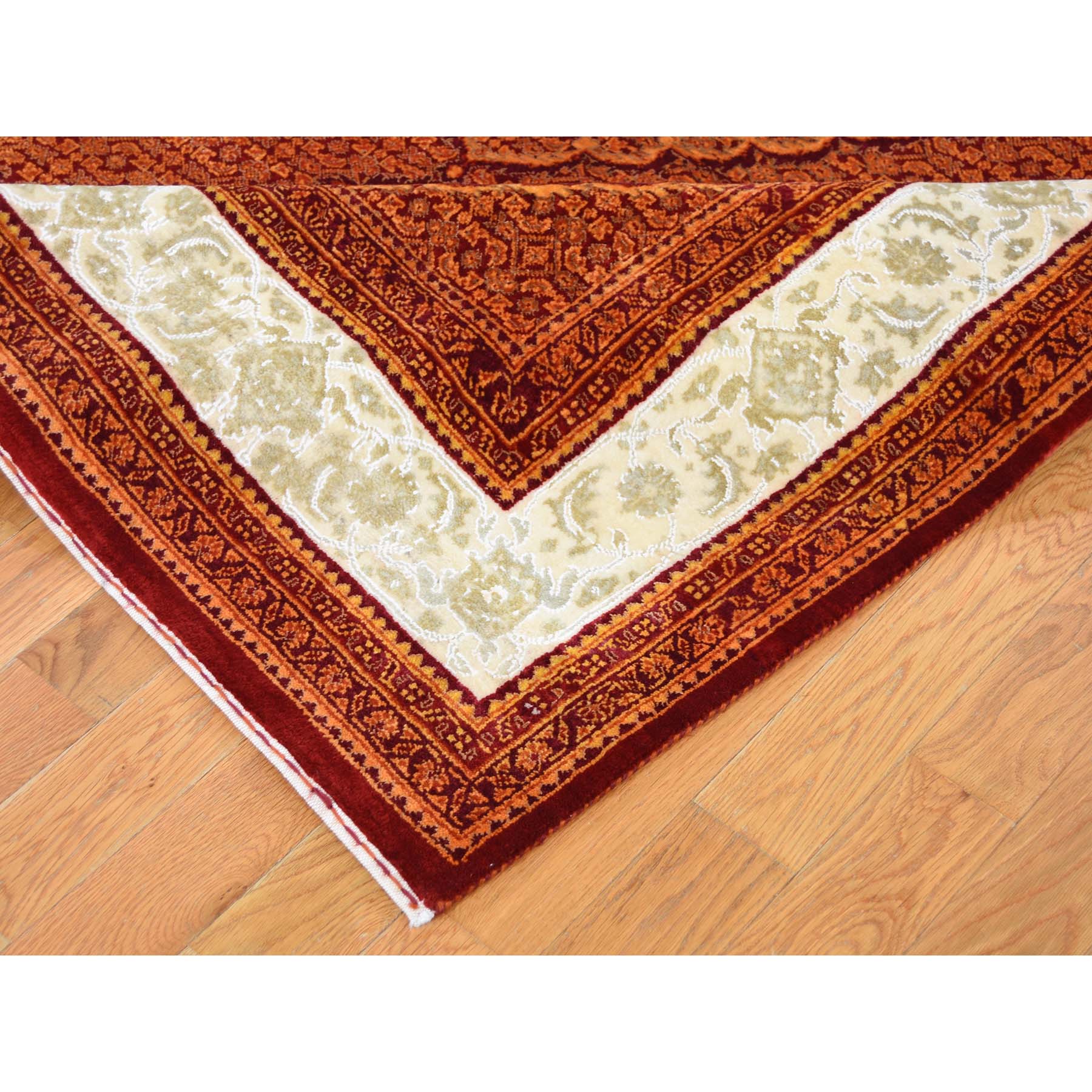 5-7 x8-1  Tone on Tone Tabriz Mahi With Ivory Wool and Silk Hand Knotted Oriental Rug 