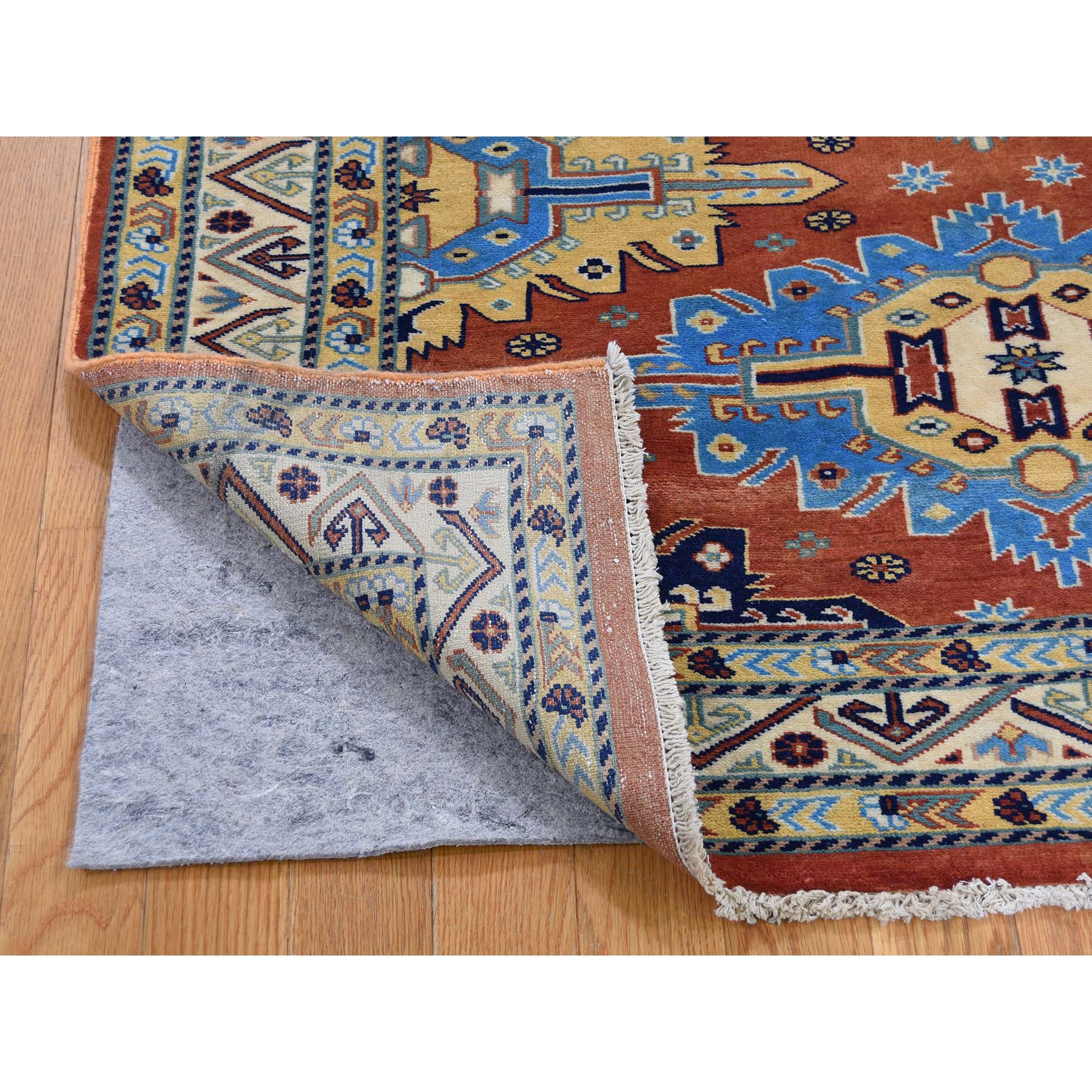 4-2 x6-3  Super Kazak Pure Wool Hand-Knotted Oriental Rug 