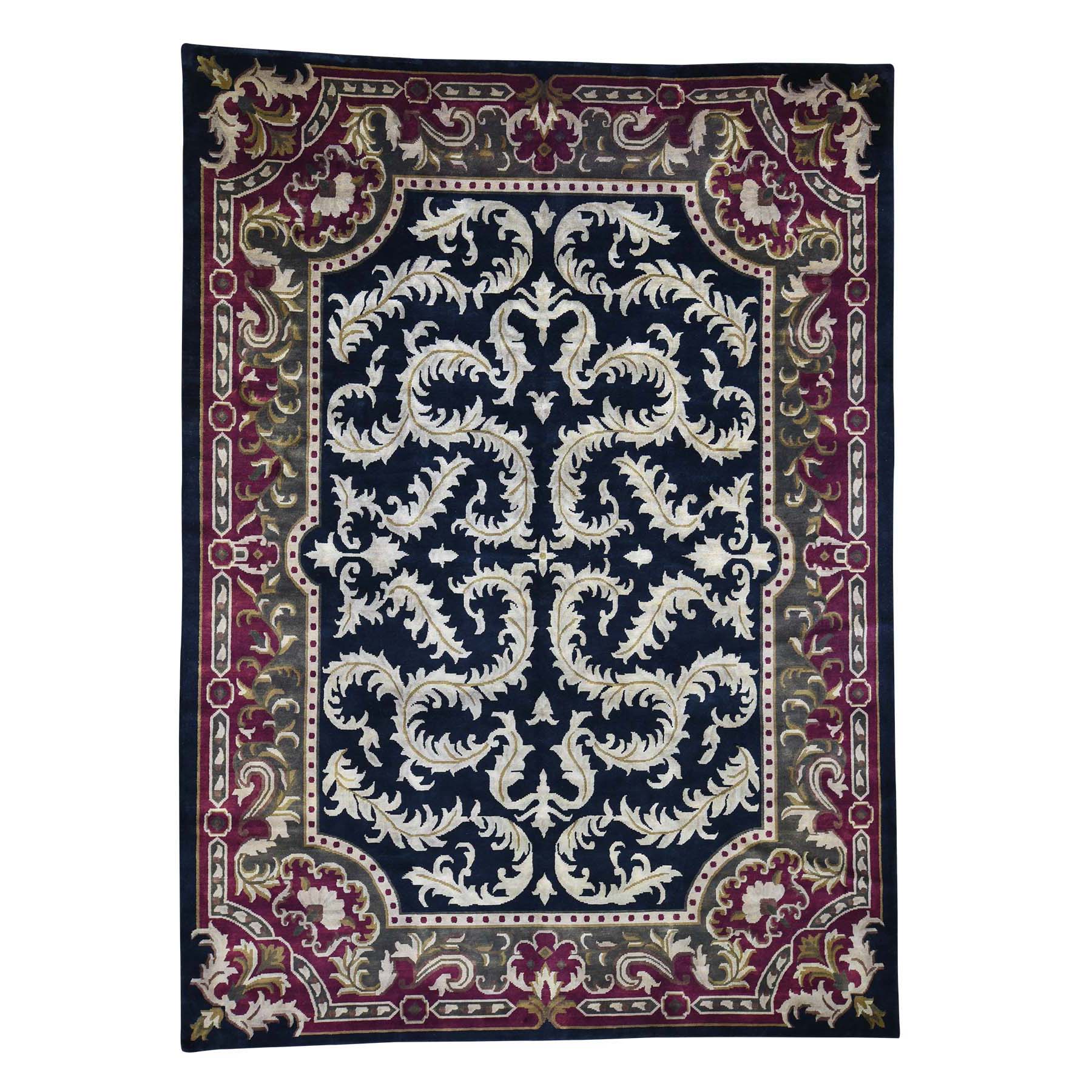 9'X12'4" On Clearance Modern Nepali With Neo Classic European Design Hand Knotted Rug moad6d98