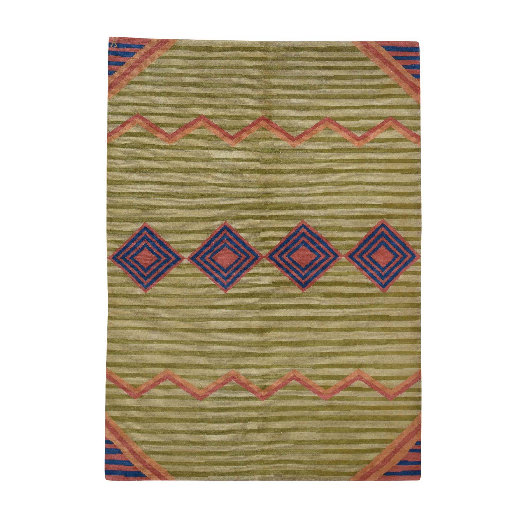 5-x7- Modern Tribal And Geometric Hand Knotted Pure Wool Rug 