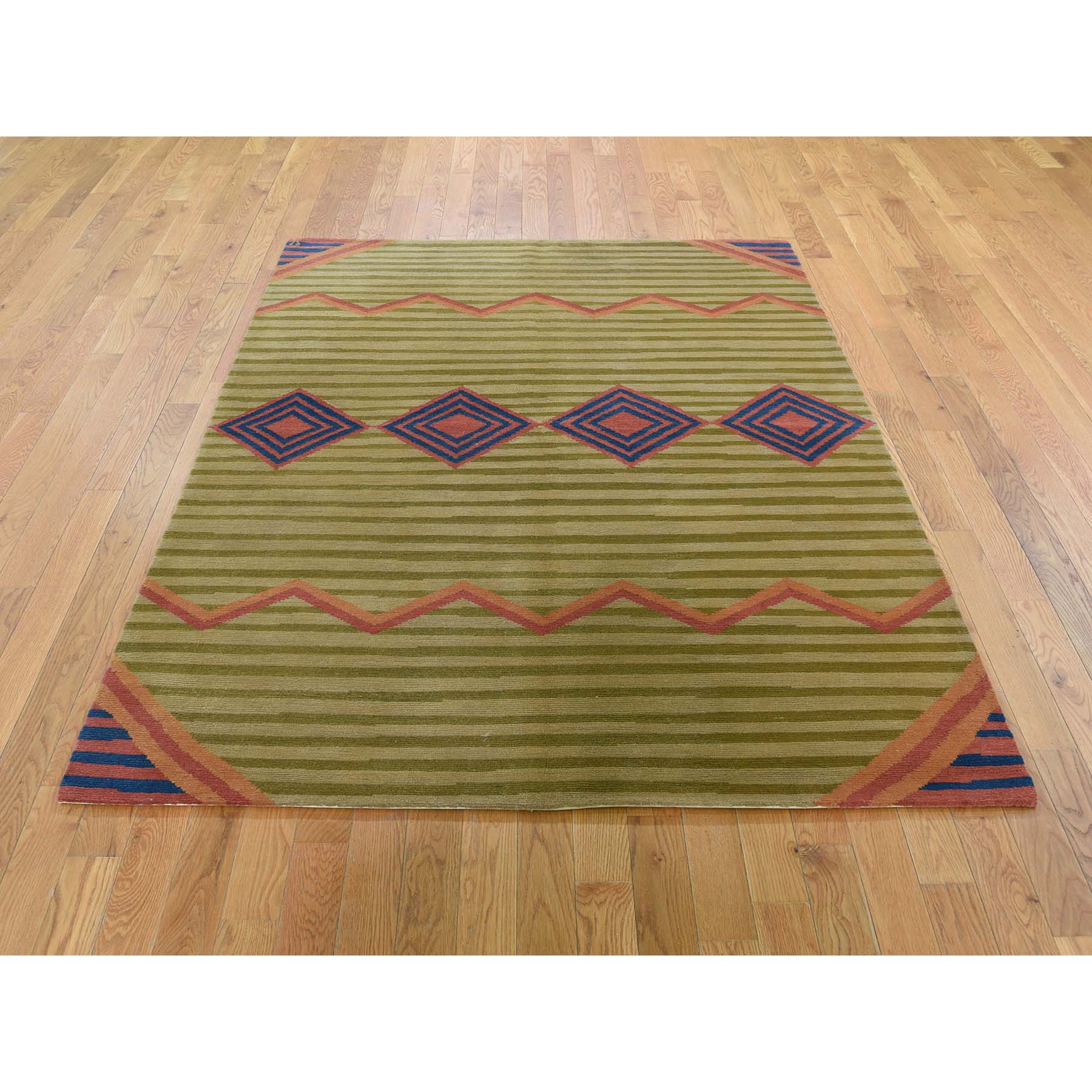 5-x7- Modern Tribal And Geometric Hand Knotted Pure Wool Rug 