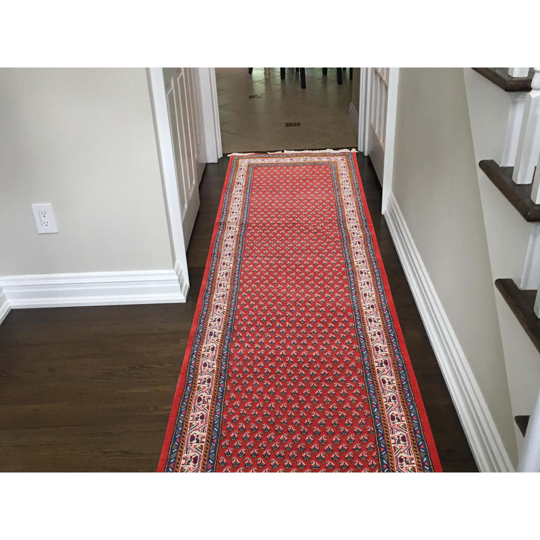2-7 x10-4  Red New Persian Seraband Runner Pure Wool Hand-Knotted Oriental Rug 