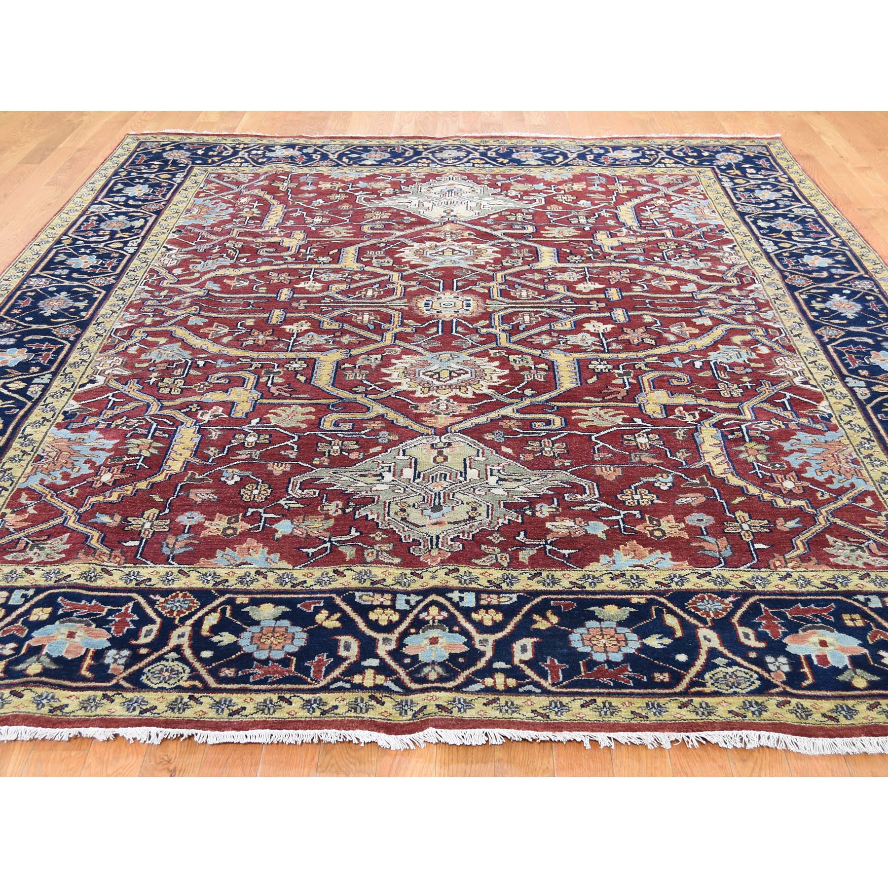 8-x10-3  Red Heriz Revival Pure Wool Hand-Knotted Oriental Rug 